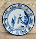 Japanese Ceramic Namasu-Zara Dish Blue & White Arita Edo 'Scholar's Retreat' Kraak Style Rare Antique