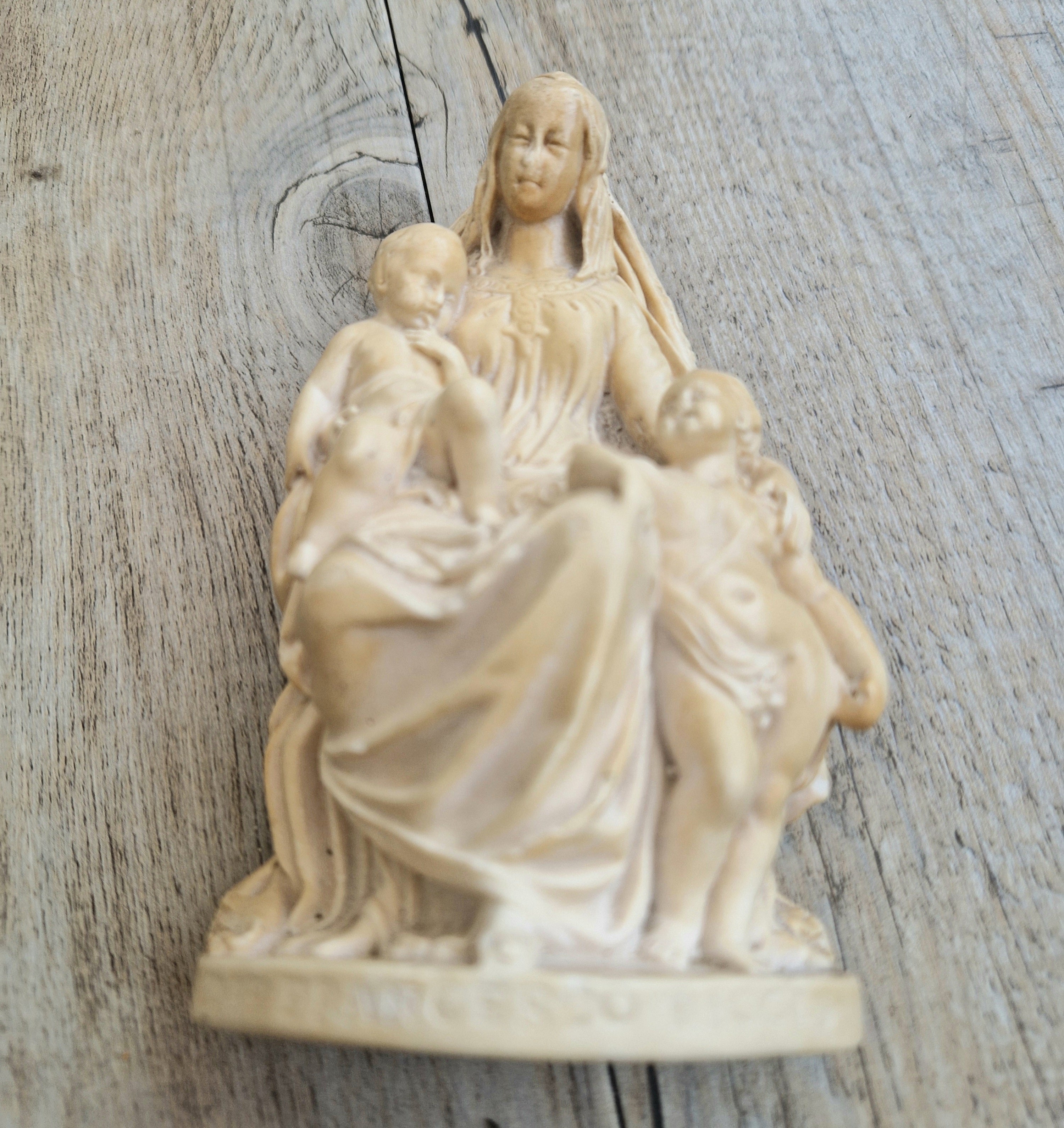 19th Century Antique Meerschaum Figurine Madonna & Child, St John Cherub. Hand-Carved Italian Grand Tour.