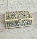 Antique Erhard & Söhne Silvered Brass High Relief Rapousse Renaissance Revival Clasp Casket Box
