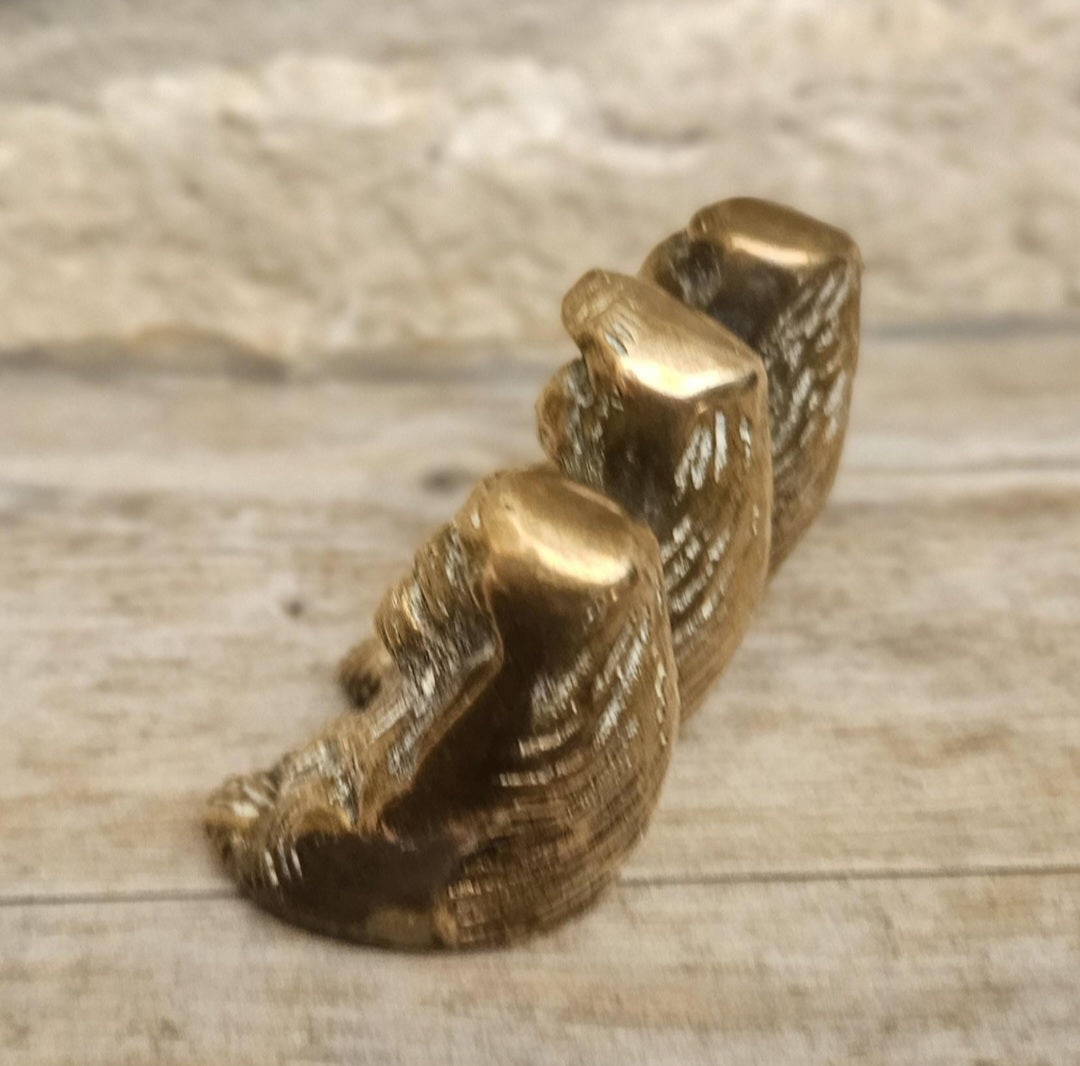 Vintage Brass Three wise Monkeys Figure Hear, See and Speak no Evil