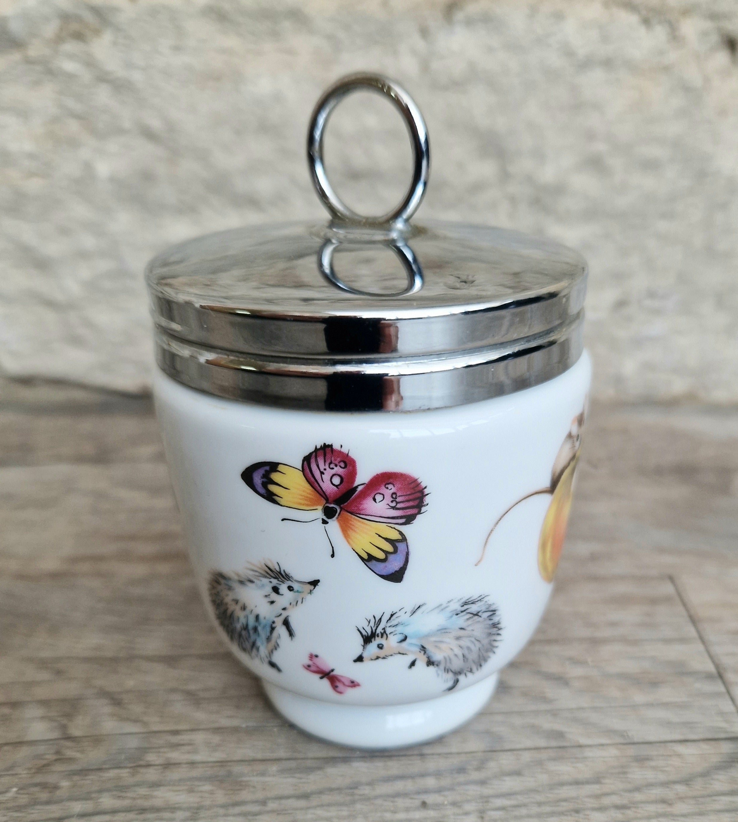 Vintage Royal Worcester Double Egg Coddler A Skipperty Tale Bunny & Bee Made in England