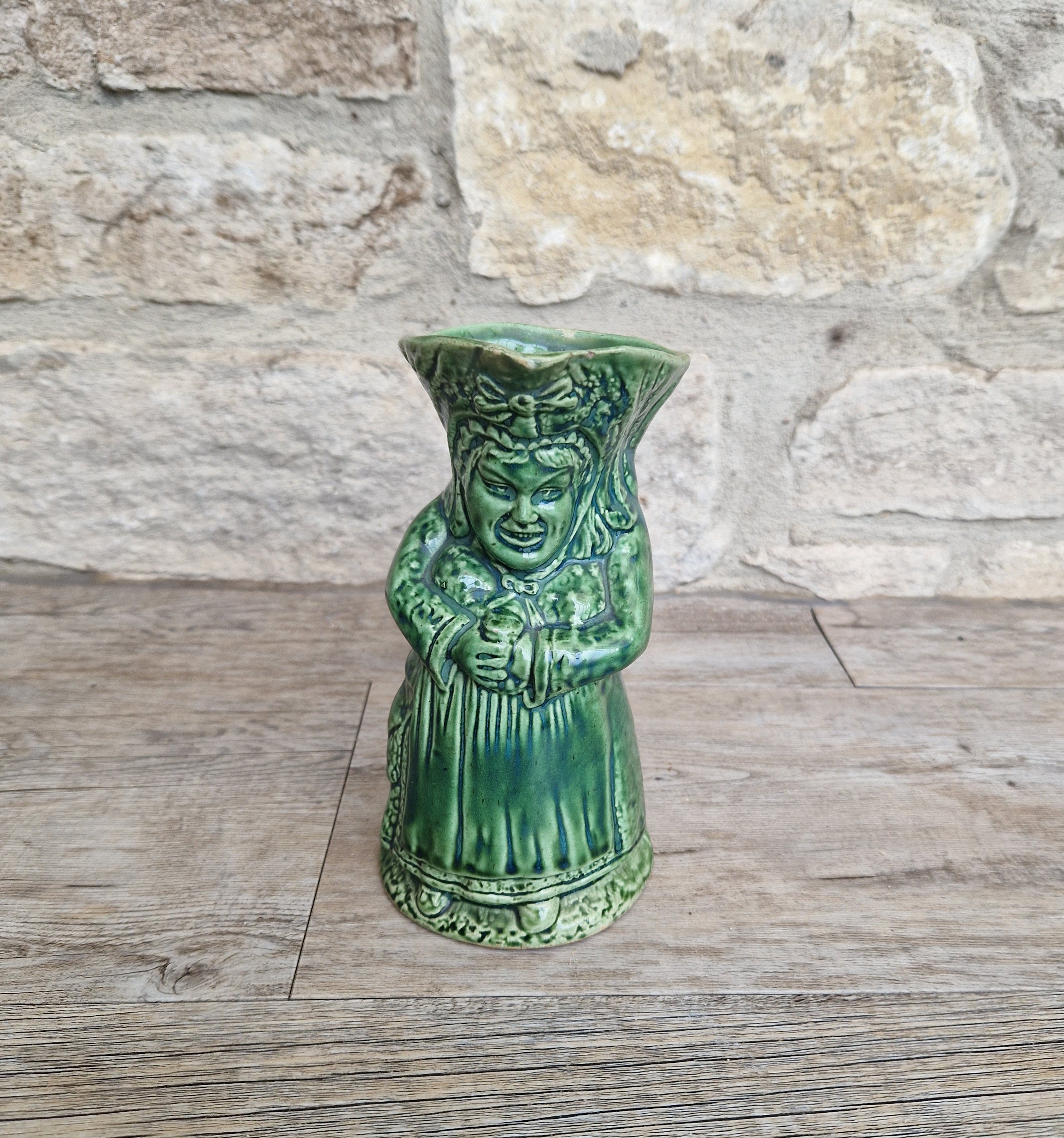 Antique Majolica Toby Jug: 19th Century English Lady Toper