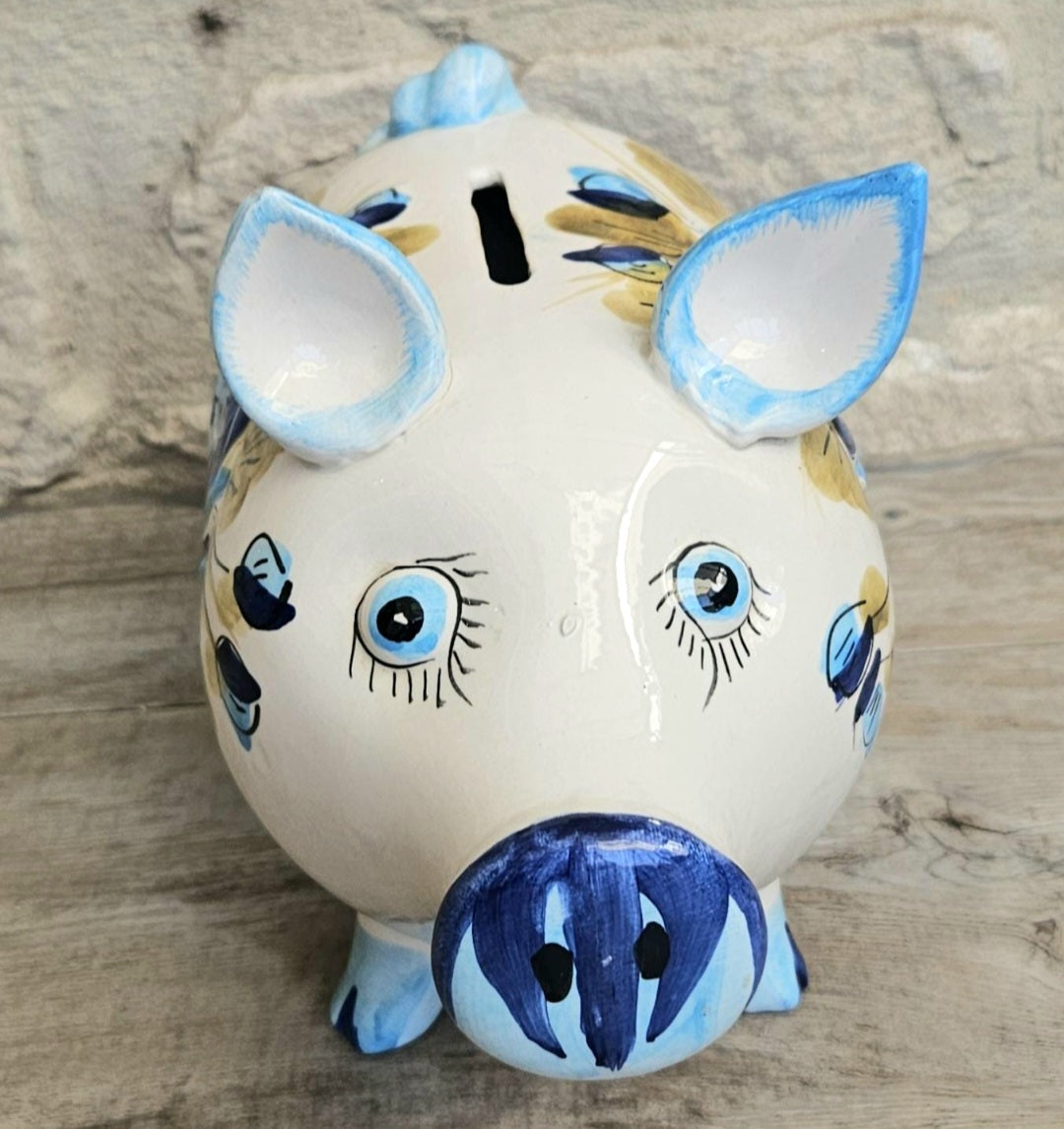 Midcentury Italian Large Pottery Pig Money Box Piggy Bank Decorative Vintage Ceramic.