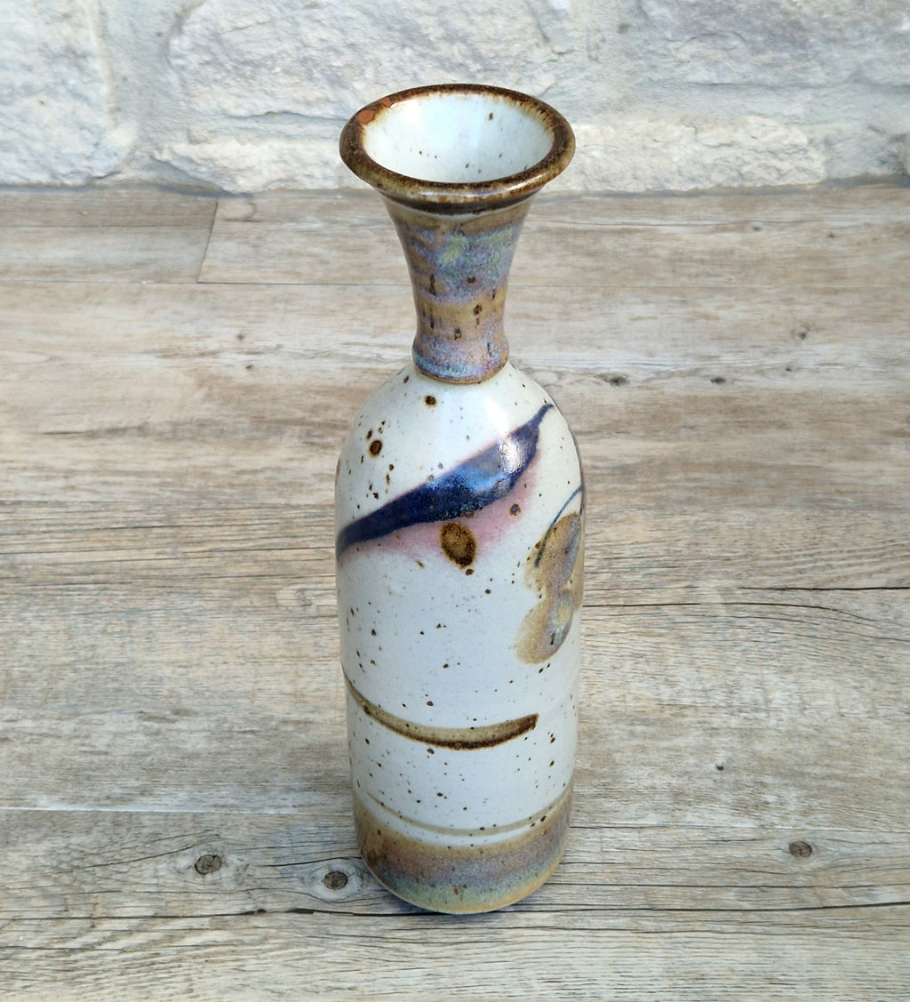 Vintage Oldrich Asenbryl Sarn Pottery 28cm Stoneware Bottle Vase Welsh Studio Ceramic 1970s