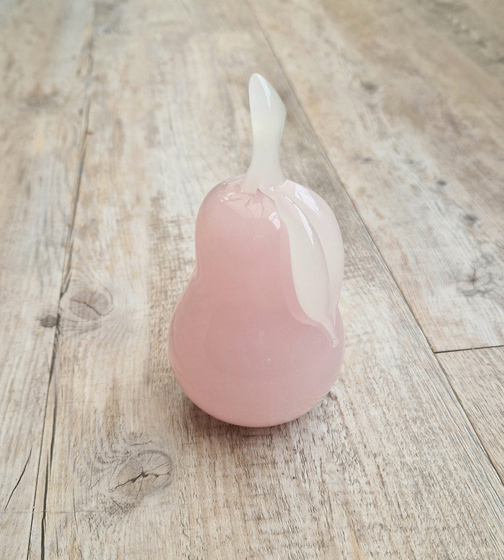 Pink Murano Glass Pear Ornament Archimede Seguso Alabastro Opaline 1950's Vintage Rare