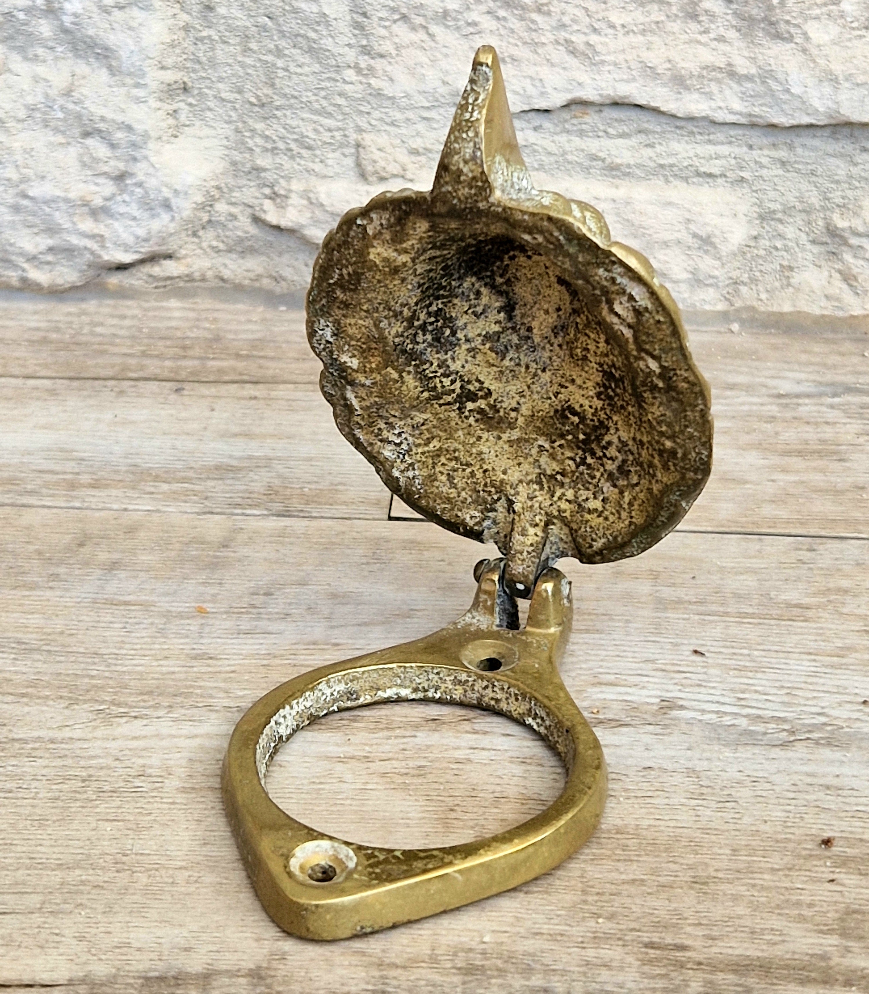 Heavy Cast Brass Small Lion Head Mask Classical Door Knocker 10cm Vintage Decor