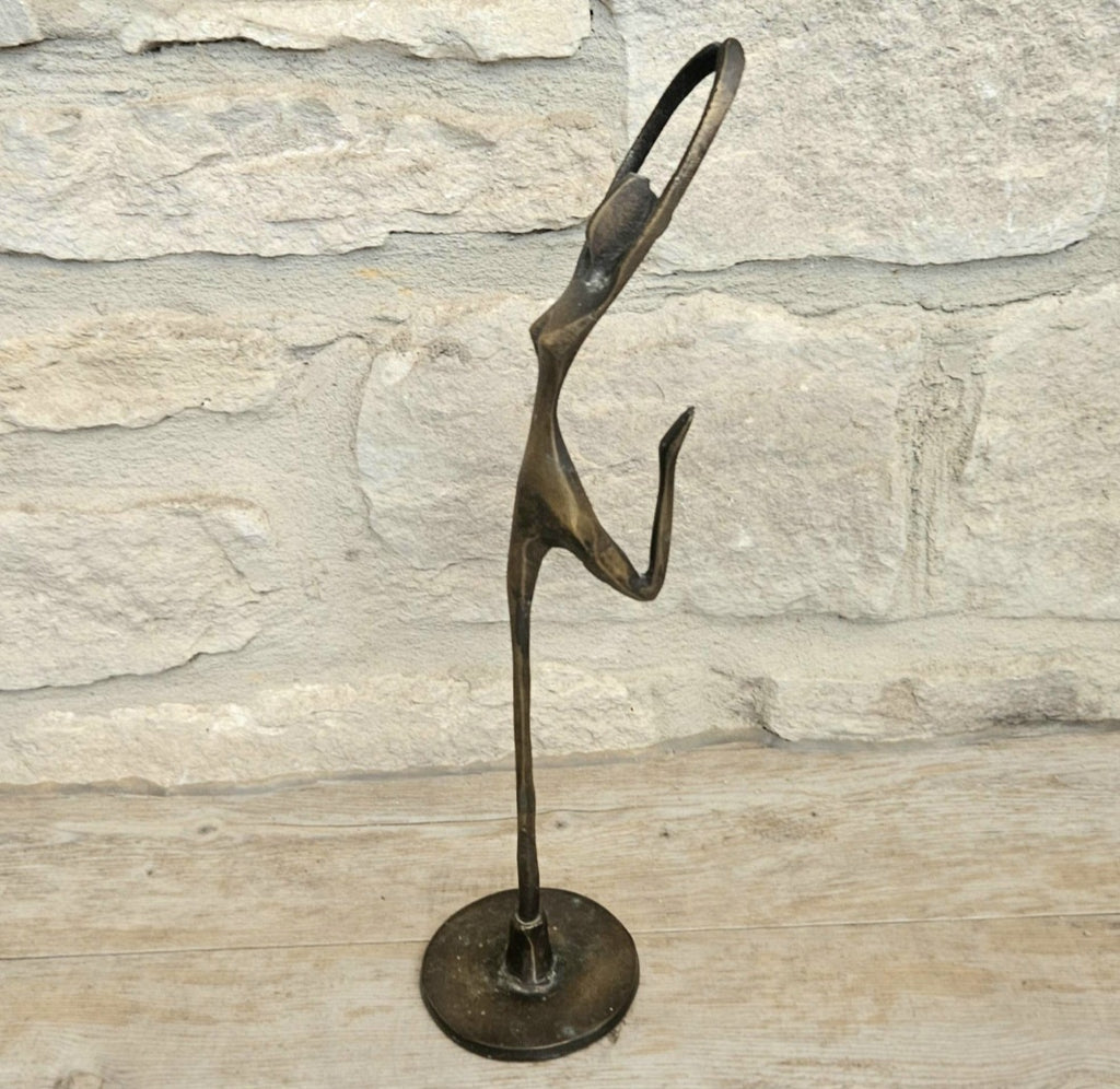 Vintage Metal Modernist Dancer Ballerina Woman Statue Figurine Sculpture Art 30cm Tall