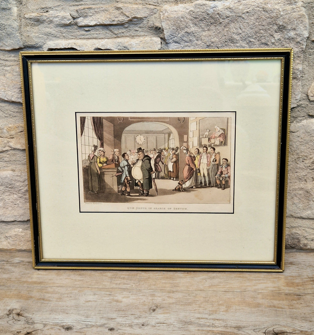 Thomas Rowlandson Lithograph Print 'Quae Genus, In Search Of Service' Framed Wall Art