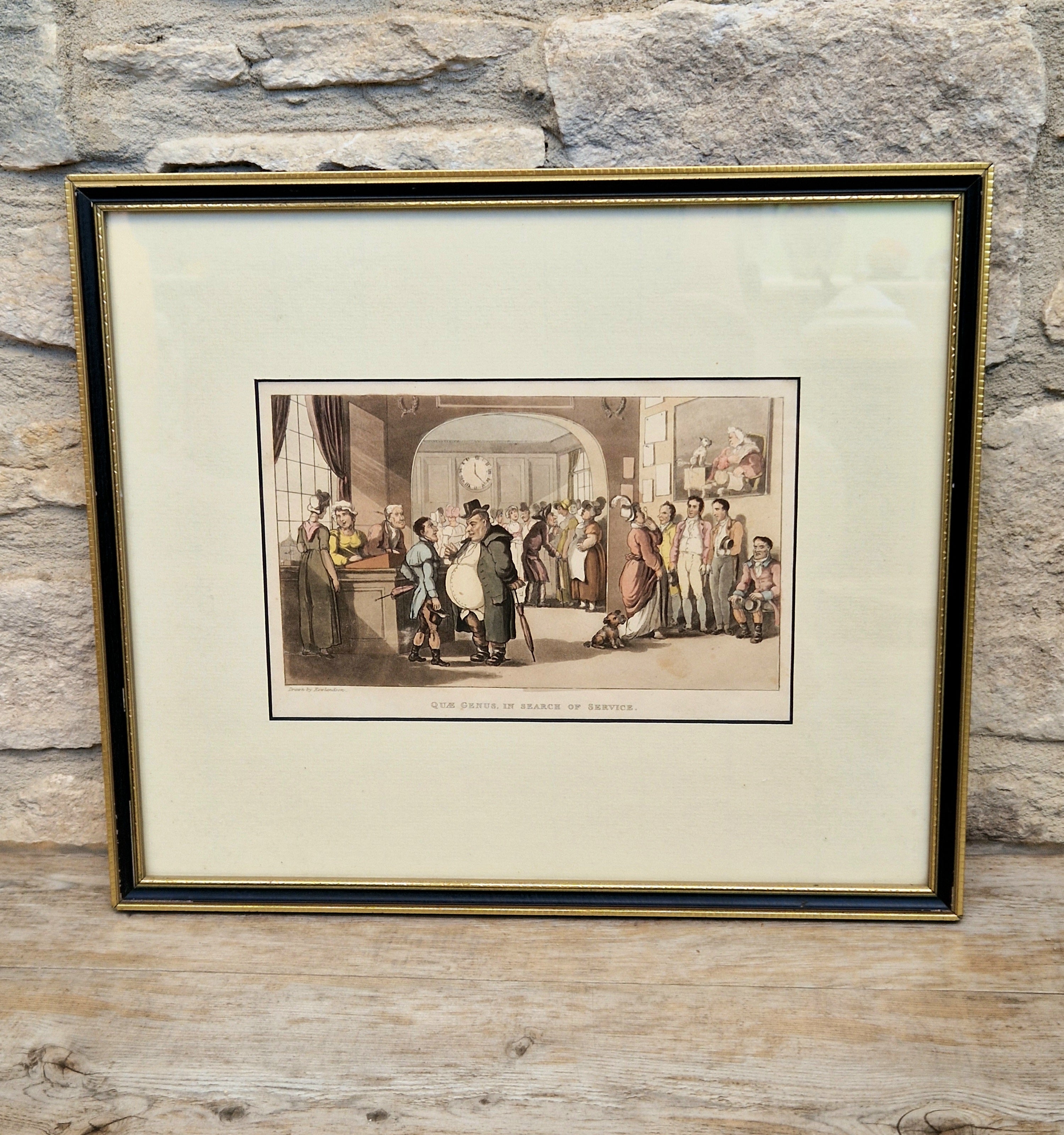 Thomas Rowlandson Lithograph Print 'Quae Genus, In Search Of Service' Framed Wall Art