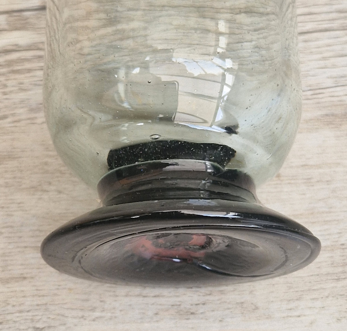 Rare Antique Regency Apothecary Jar c. 1800-1830 English Heavy Lead Crystal Specimen Glass with Fused Inky Blue-Black Rim & Foot