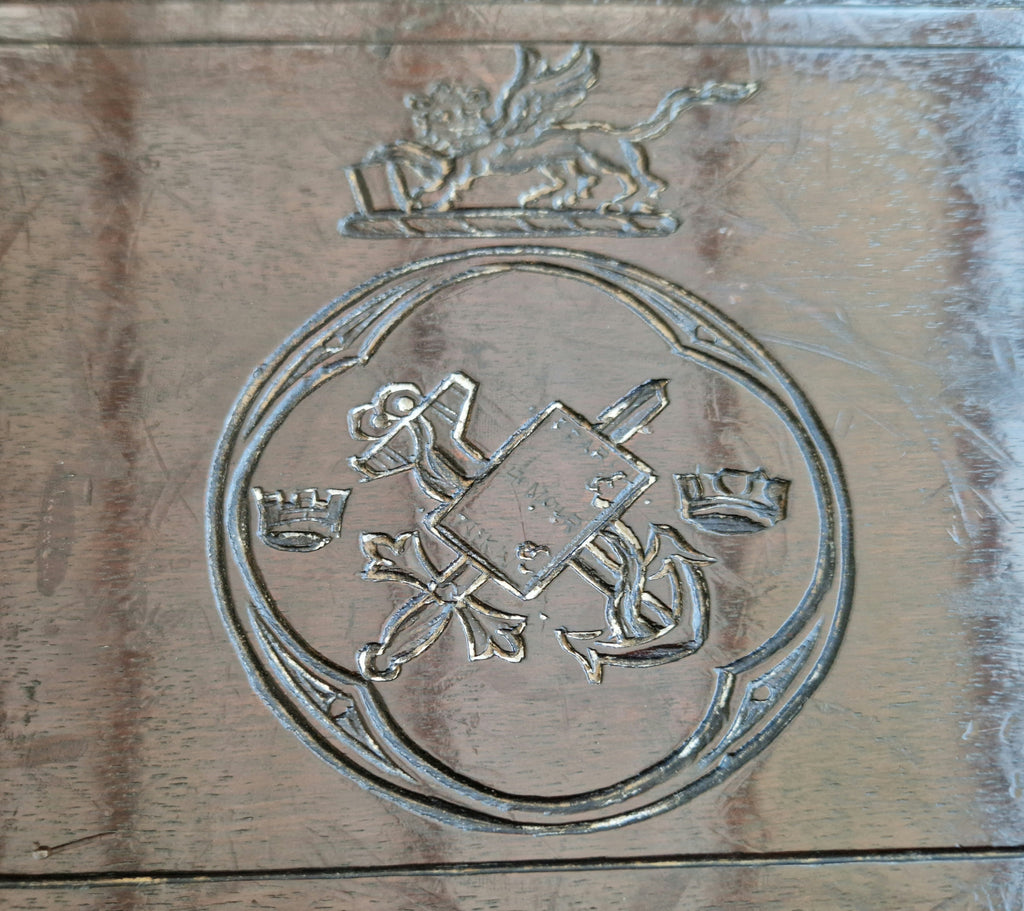 Antique 19th C. Carved Corps Of Commissionaires Presentation Brass Handled Serving Tray