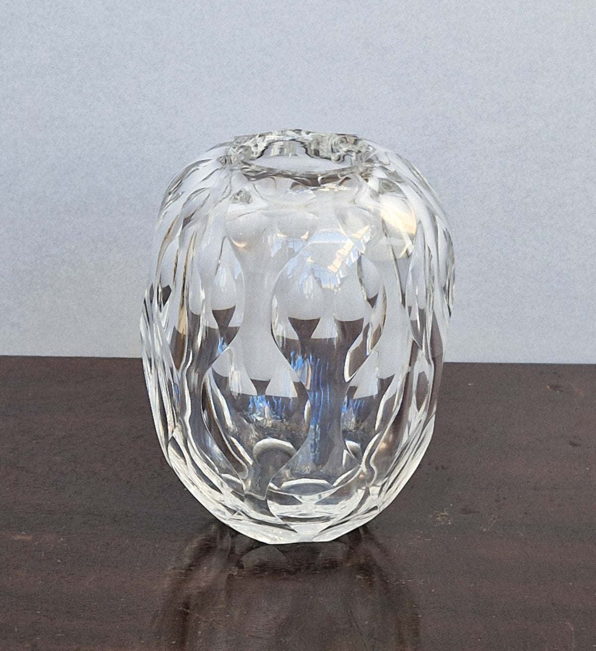 Antique 1930s Orrefors Sweden Sven Palmqvist Optic Cut Crystal Vase 1730/7 Art Deco