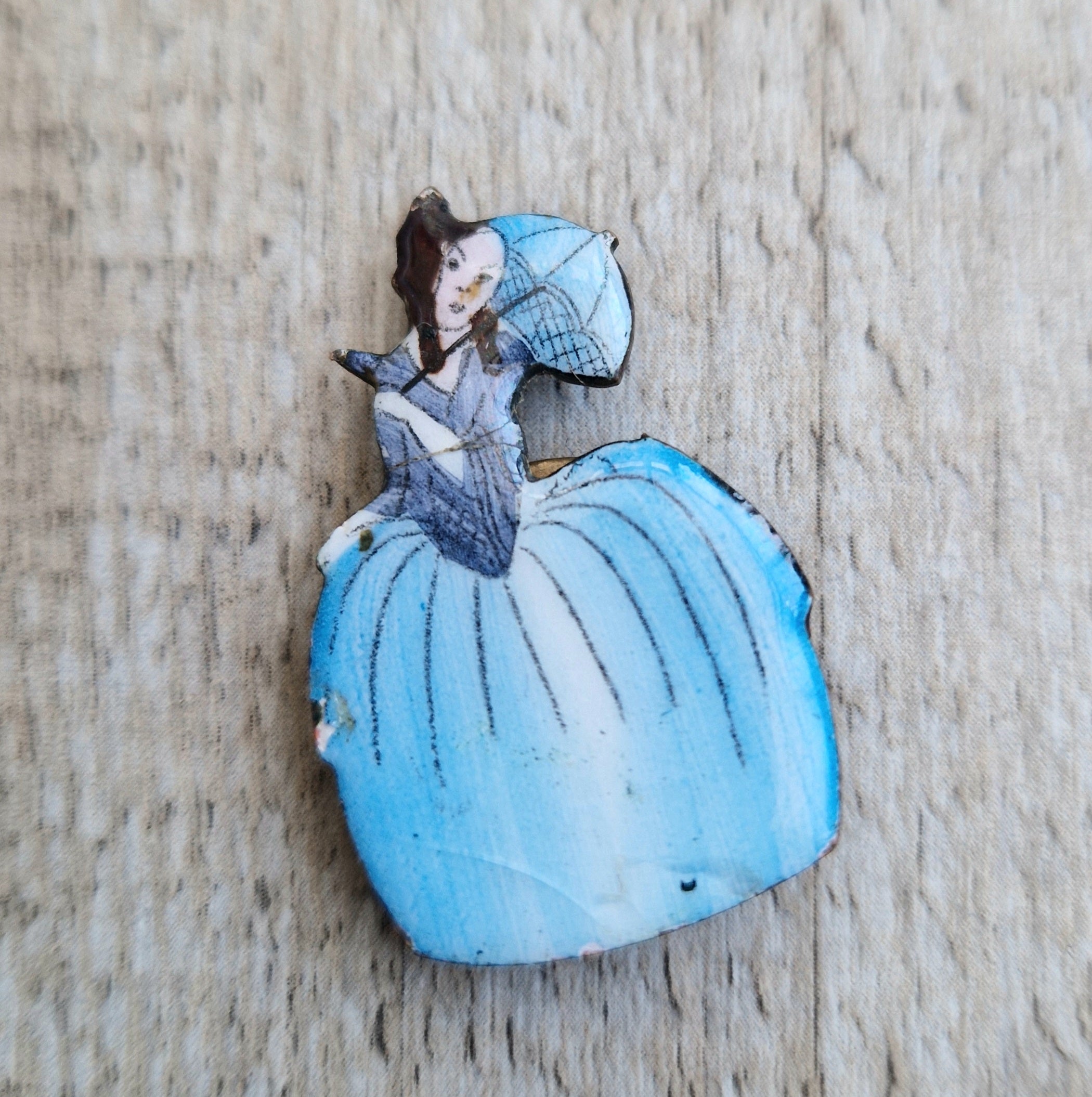 3 x Antique Art Deco Enamelled Brass Ladies Name Place Menu Holder Clips