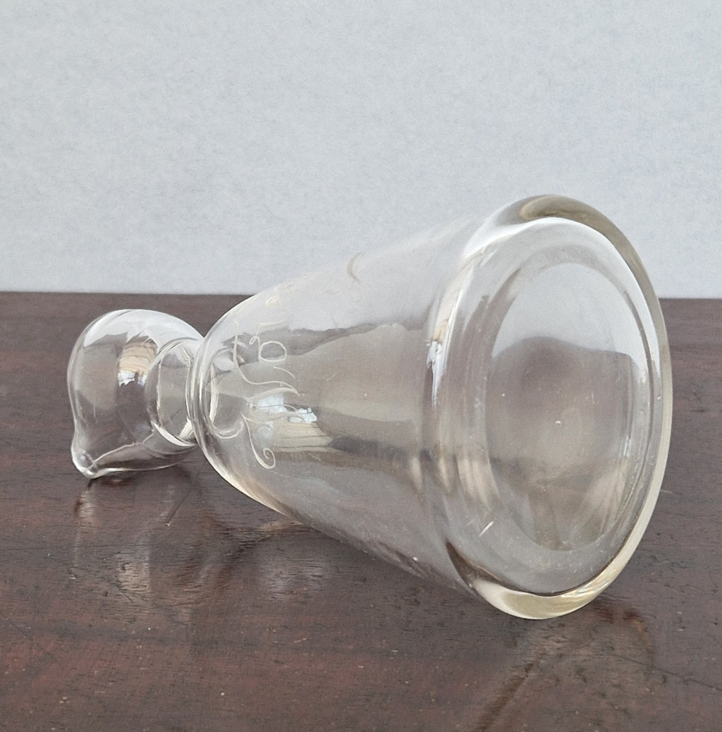 Antique Engraved Glass Worcester Condiment Bottle c.19th Century Fine Copper Wheel Engraving  Glass Stopper English