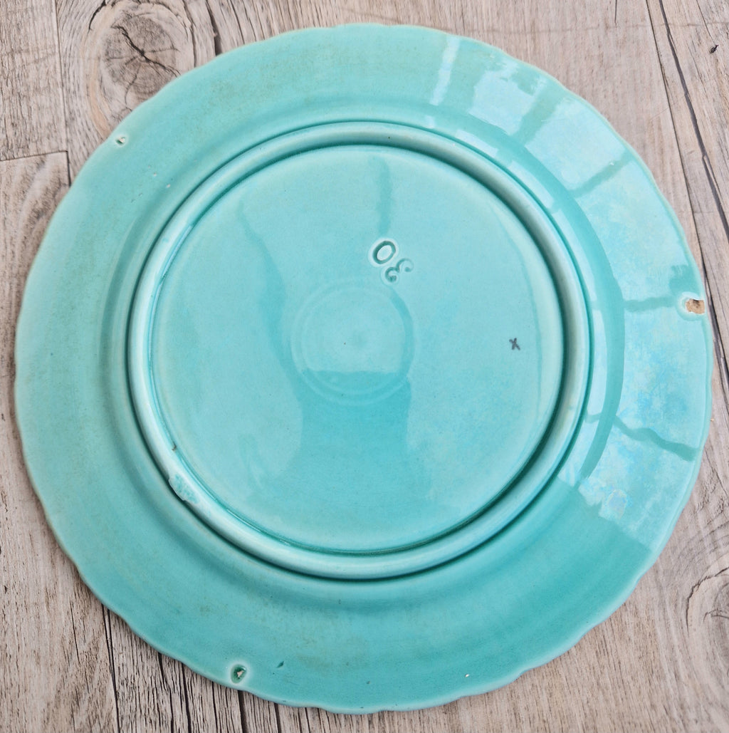 Antique Art Nouveau Continental Majolica Birds & Grapes Decorative Plate 19.3cm