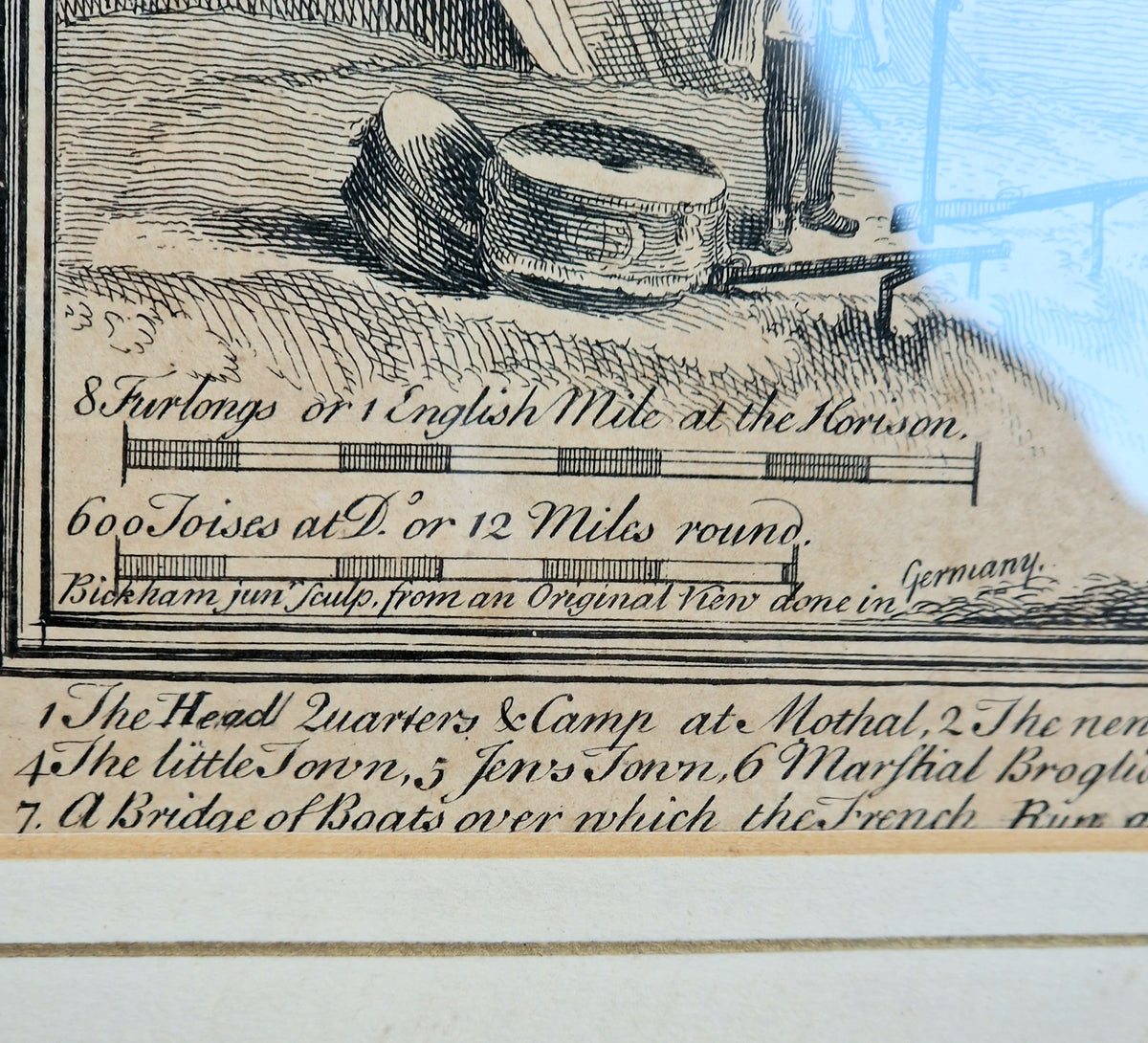 1742 Prague Siege Antique Copperplate Engraving John Bickham Military Battle Map Satire Print Framed