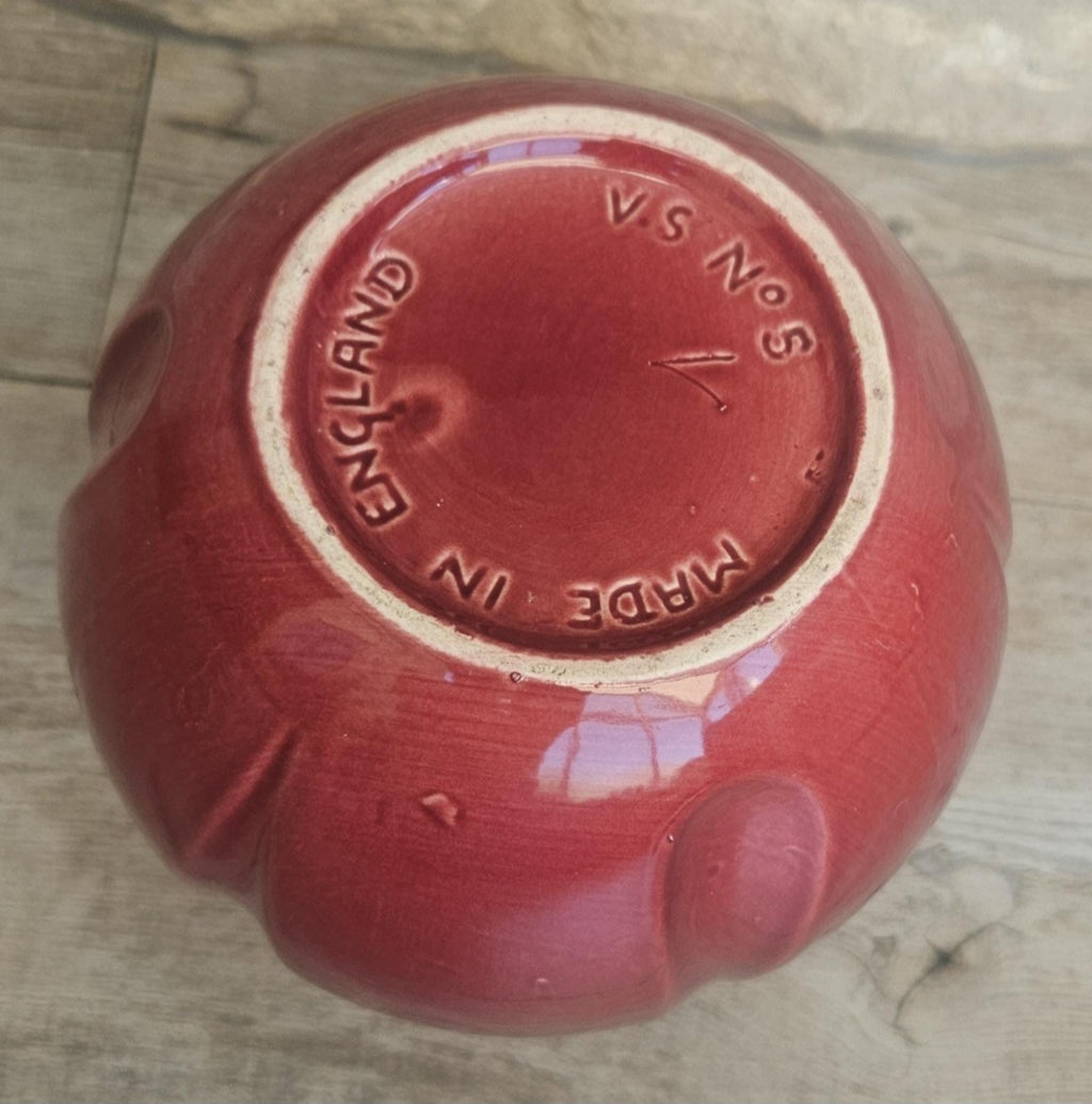 Vintage Art Deco Style Globe Vase Cerise Tulip Vase Made in England