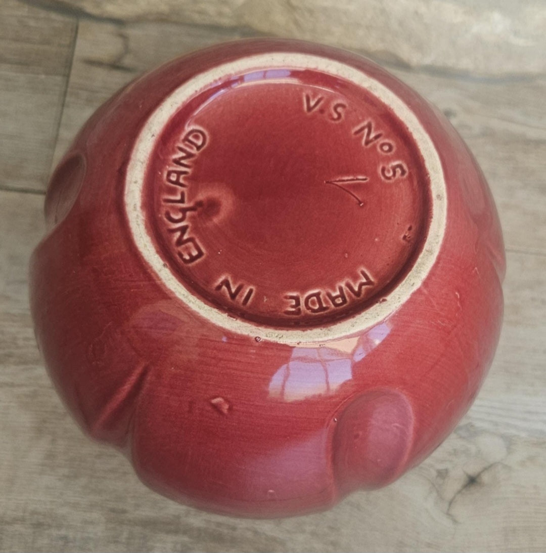 Vintage Art Deco Style Globe Vase Cerise Tulip Vase Made in England