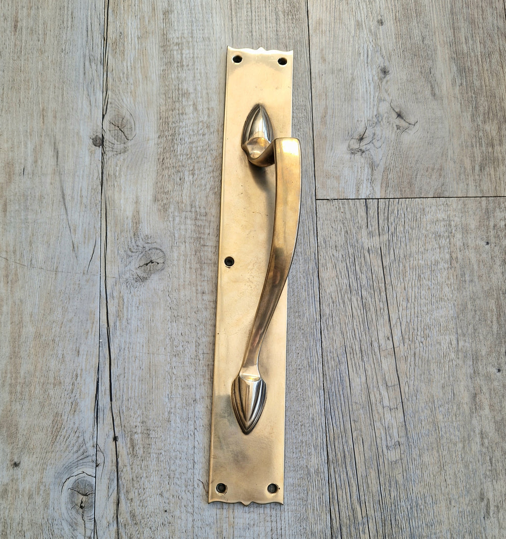Art Nouveau Solid Brass Door Pull Hande & Back Plate Antique 15" (38cm)