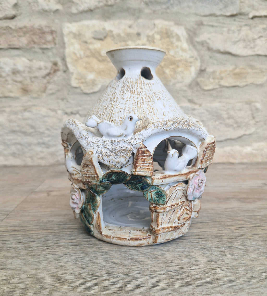 Vintage Pottery Large Bird House Essential oil Diffuser Handmade Pottery Ark Pottery Made England Heavy 1kg 135grams Dove Cote Bird House