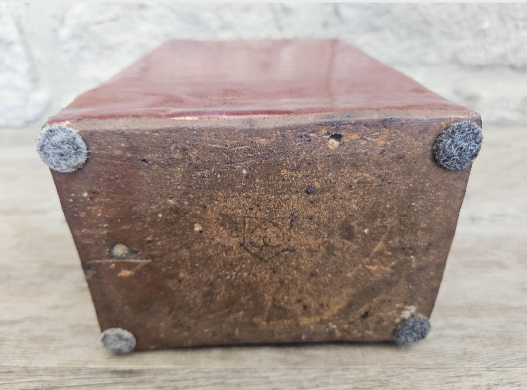 Mcm Habitat Rectangular Redware Glazed Chimney Vase Stoneware 19cm Tall