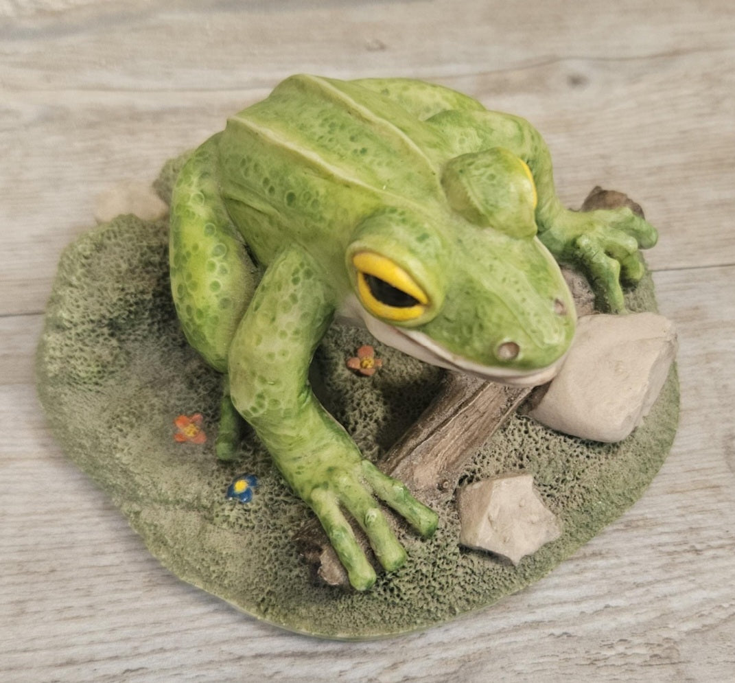 Vintage Ceramic Frog Ornament 1993 Anthropomorphic Signed Collectible Shelf Decor or Retro Gift