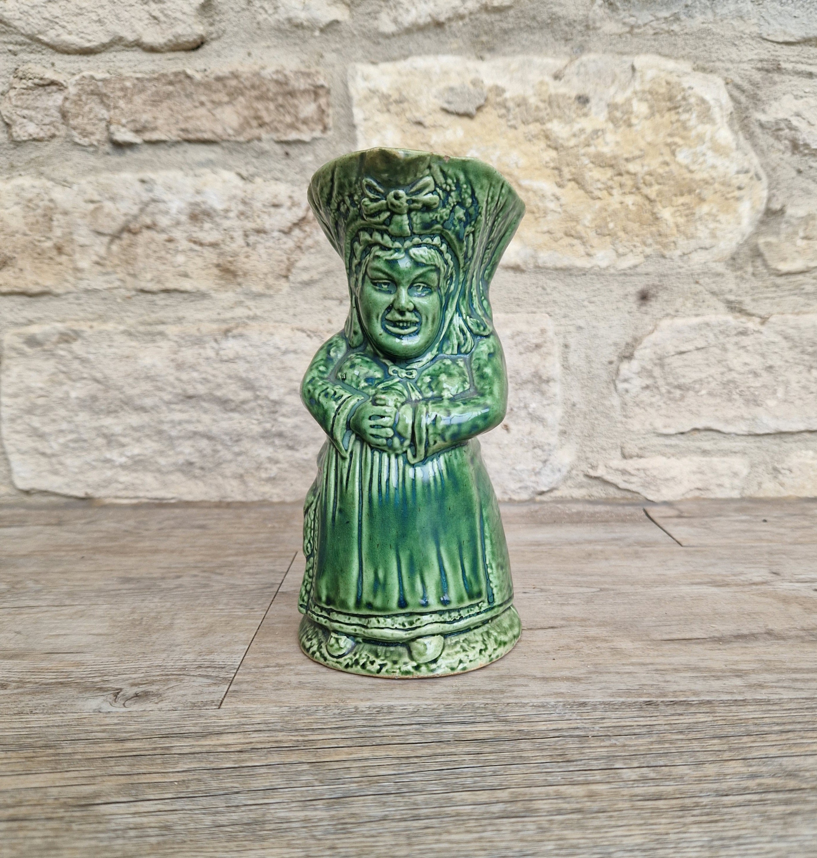 Antique Majolica Toby Jug: 19th Century English Lady Toper