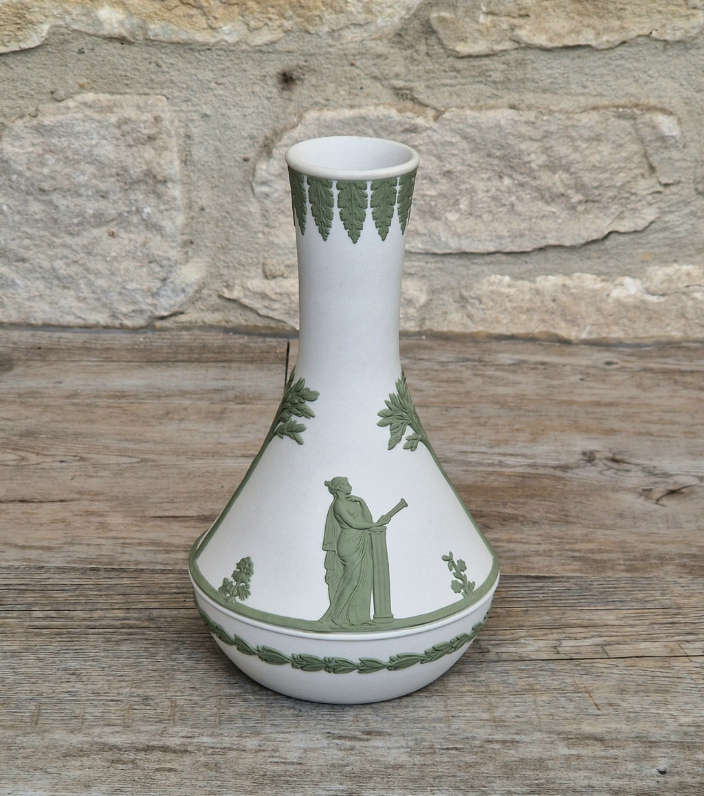Vintage Wedgwood Jasperware Sage on White Parnassus Vase