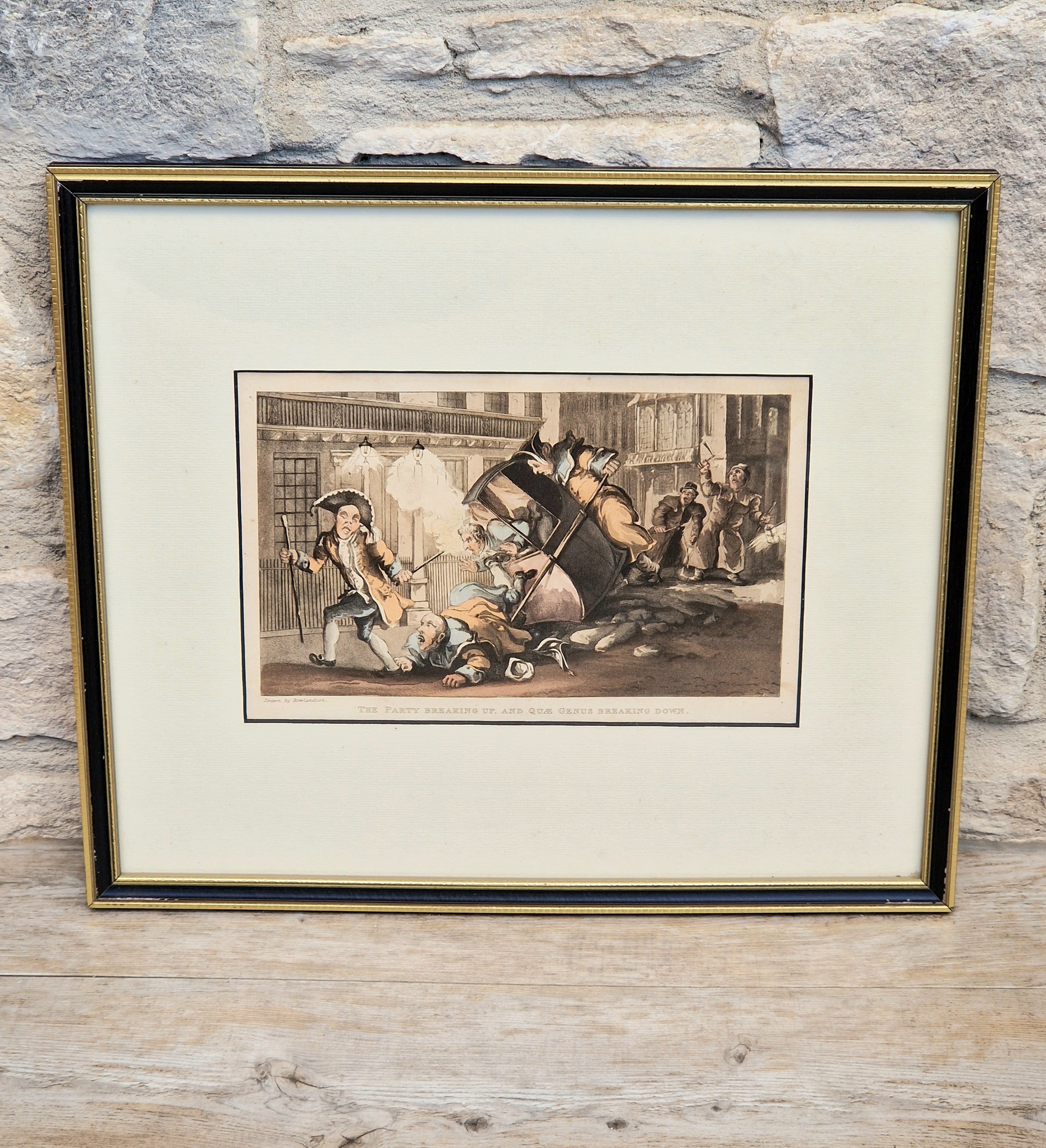 Thomas Rowlandson Lithograph Print 'The Party Breaking Up, And Quae Genus Breaking Down' Framed Wall Art