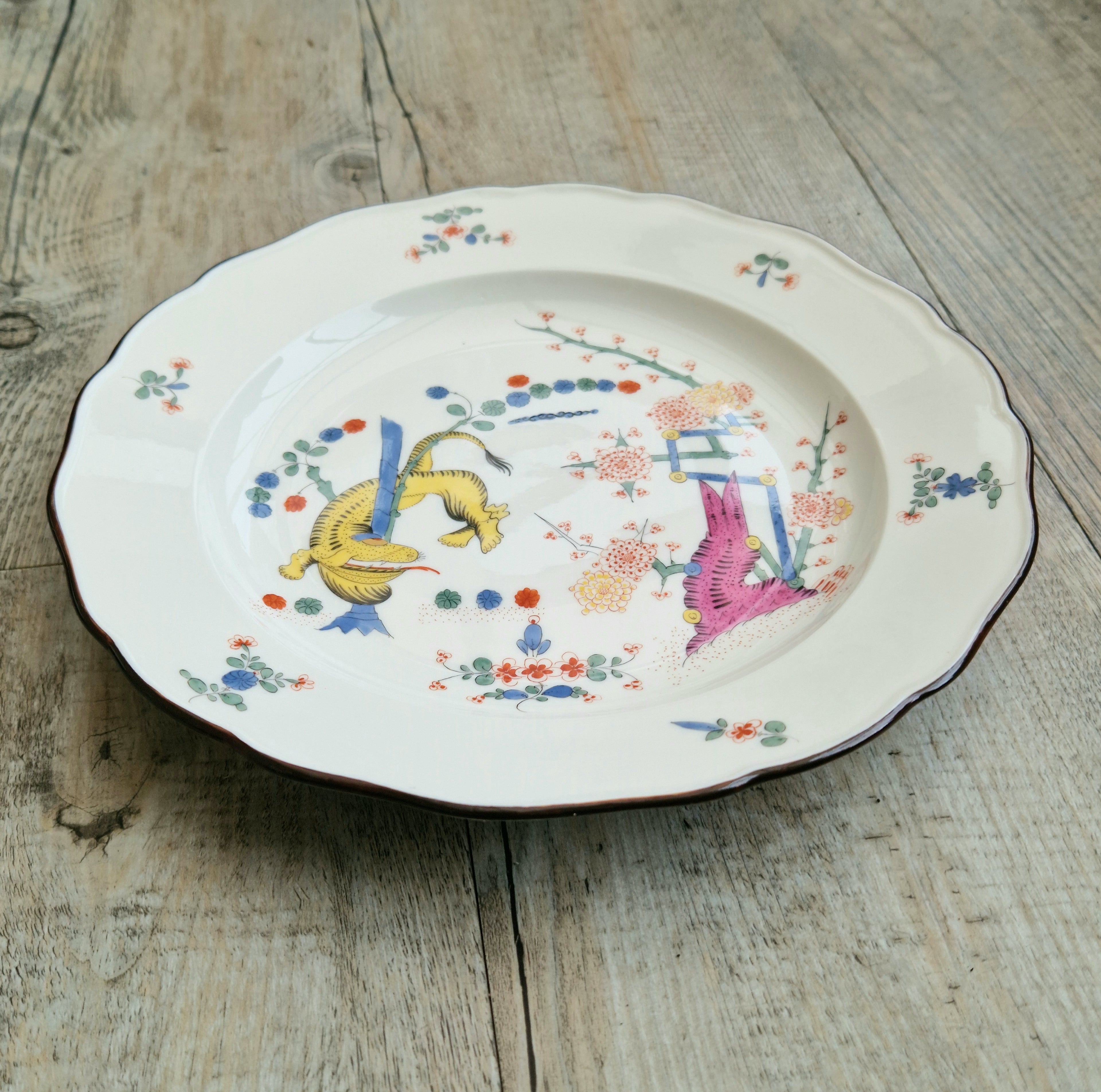 Antique MEISSEN KAKIEMON "Gelber Löwe" Yellow Tiger Pattern 1st Quality Plate 25cm