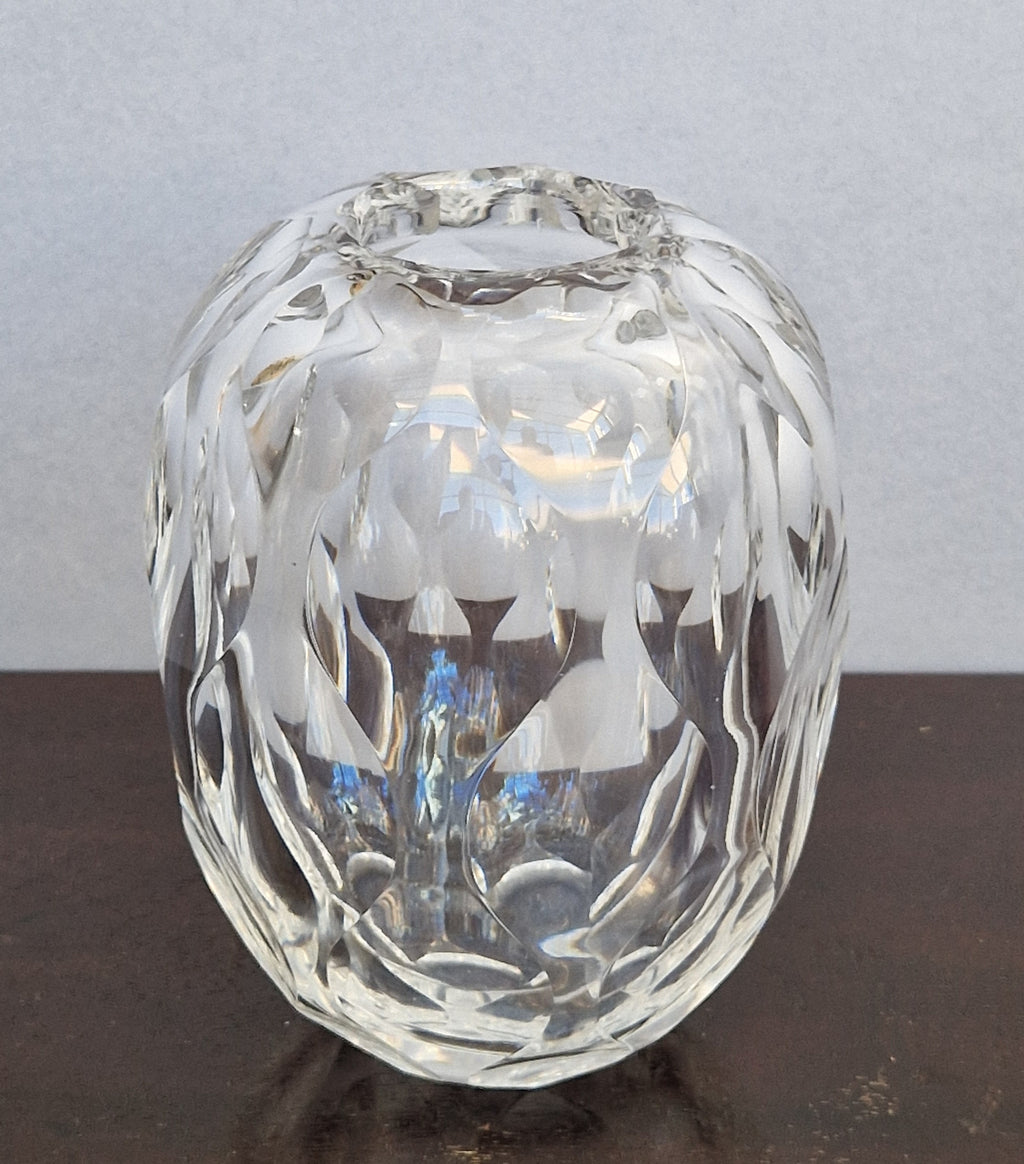 Antique 1930s Orrefors Sweden Sven Palmqvist Optic Cut Crystal Vase 1730/7 Art Deco