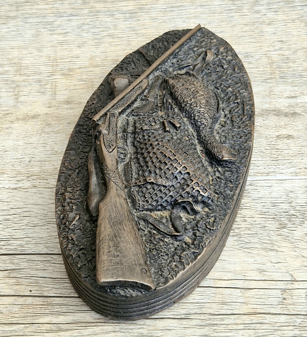 David Hughes Cold Cast Resin Paperweight Hunting Apparel Bag & Pheasant Collectors Desk Ornament.