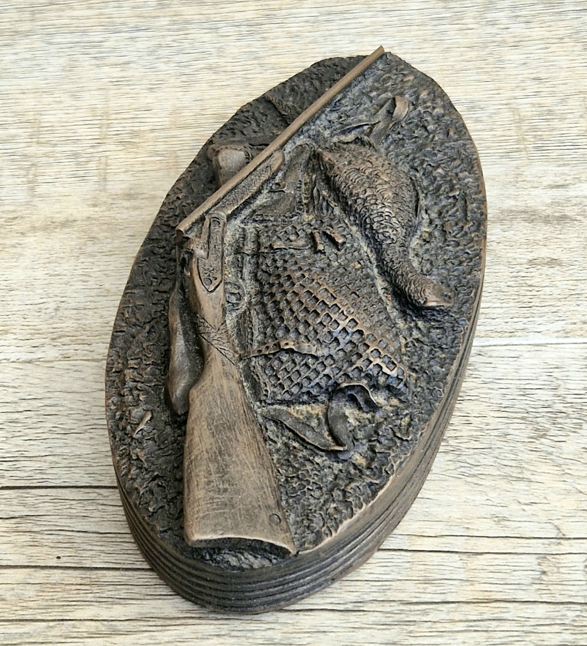 David Hughes Cold Cast Resin Paperweight Hunting Apparel Bag & Pheasant Collectors Desk Ornament.