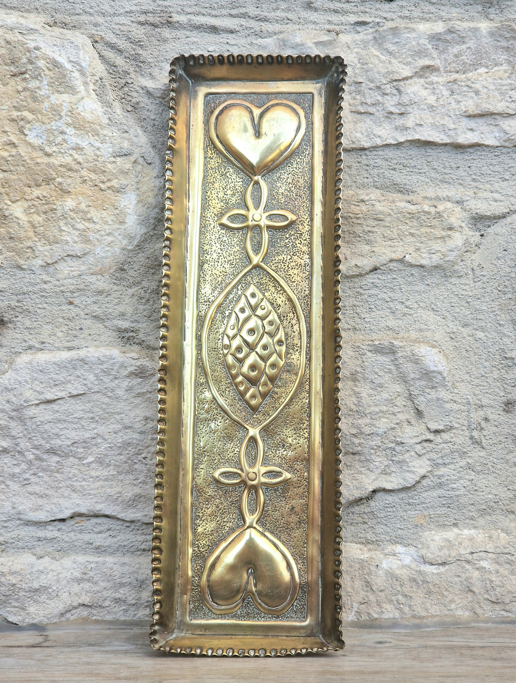 Antique Glasgow School Brass Pen Tray Margaret Gilmour Style Arts & Crafts Art Nouveau Tray