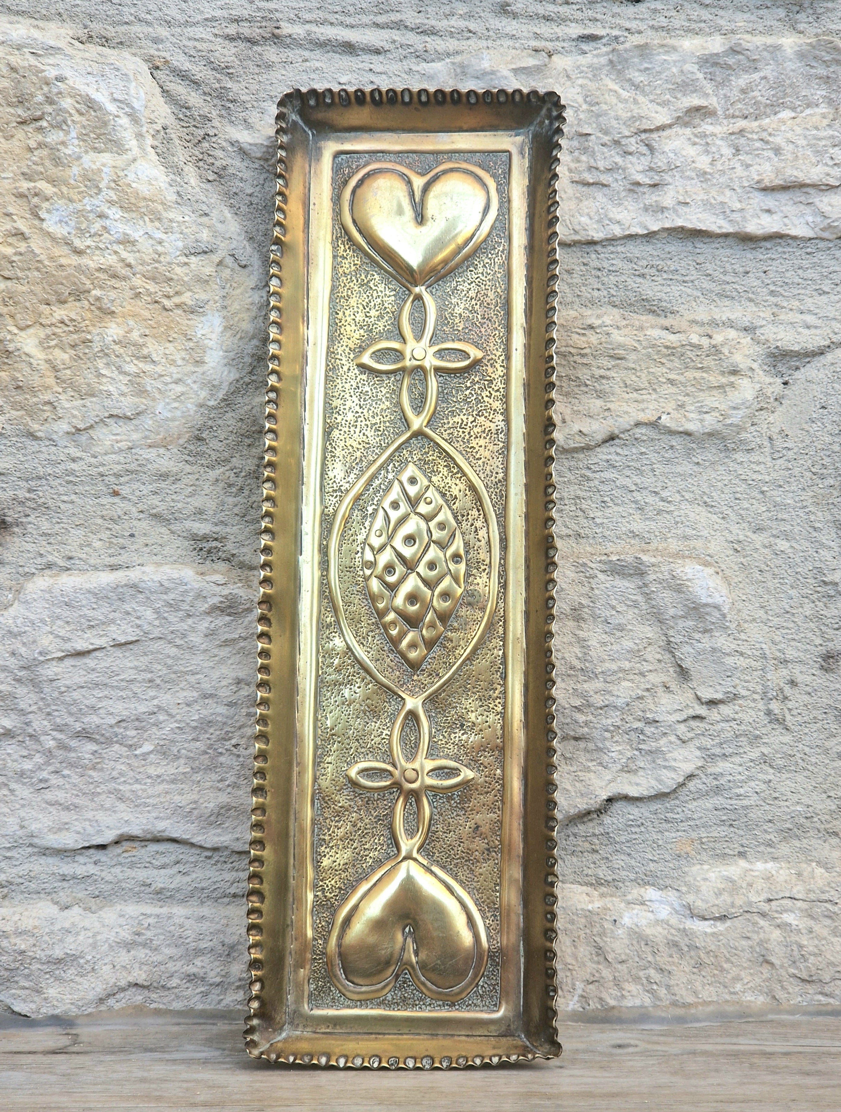 Antique Glasgow School Brass Pen Tray Margaret Gilmour Style Arts & Crafts Art Nouveau Tray