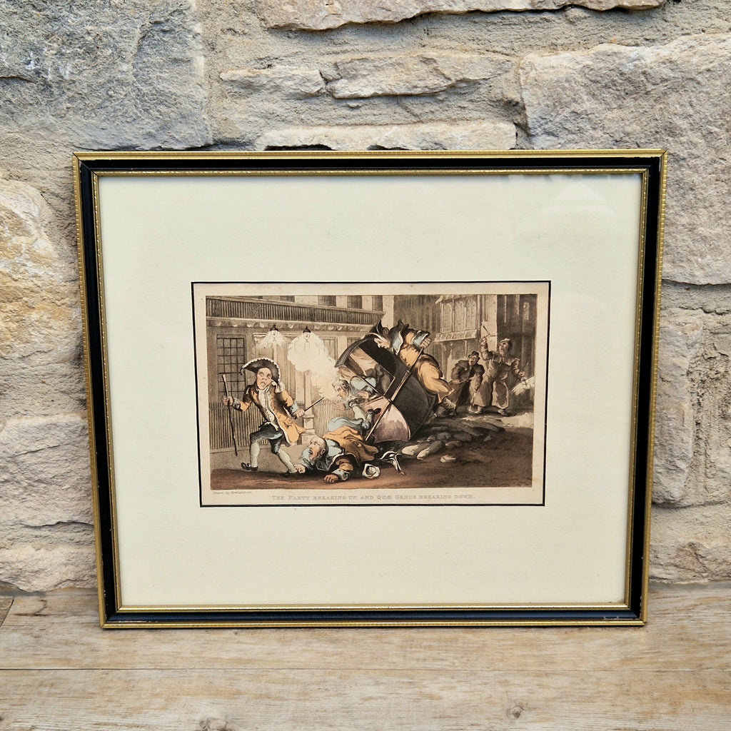Thomas Rowlandson Lithograph Print 'The Party Breaking Up, And Quae Genus Breaking Down' Framed Wall Art