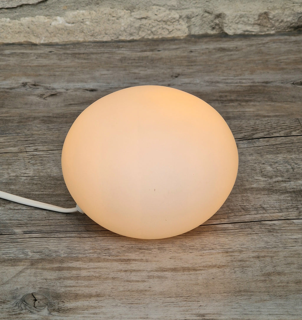 Vintage Habitat Glass Pebble Table Lamp Frosted White 12cm Minimalist Retro Ambient Desk Light