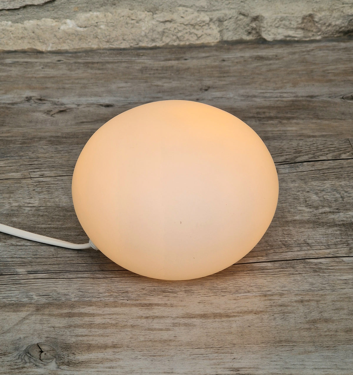 Vintage Habitat Glass Pebble Table Lamp Frosted White 12cm Minimalist Retro Ambient Desk Light