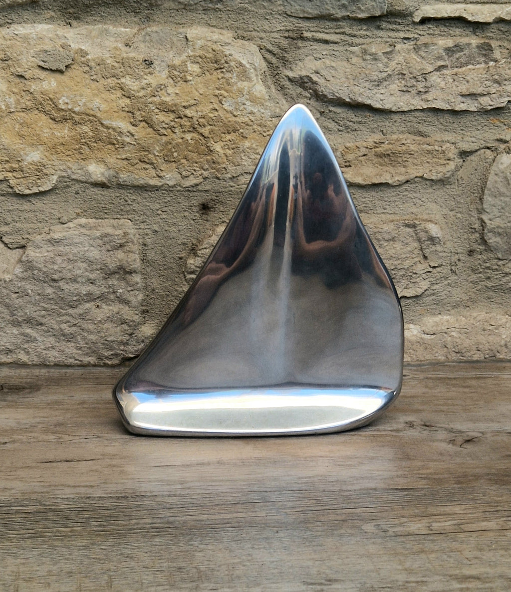 Vintage Hoselton Sailboat Stylised Aluminium Sculpture Signed Minimalist Nautical Decor