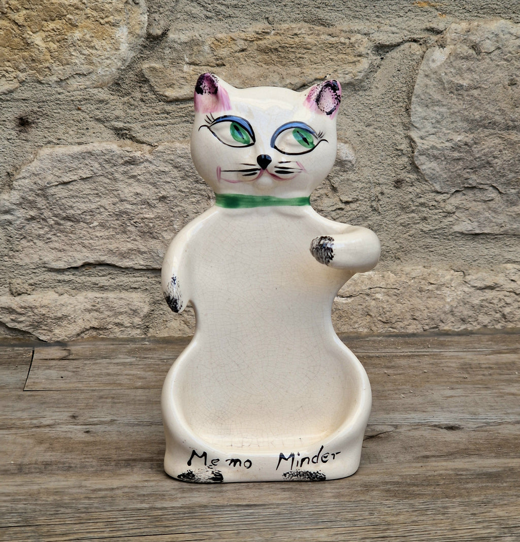 Cat Memo Minder Notepad Holder Midcentury Ceramic Stylised Cat Howard Holt Style