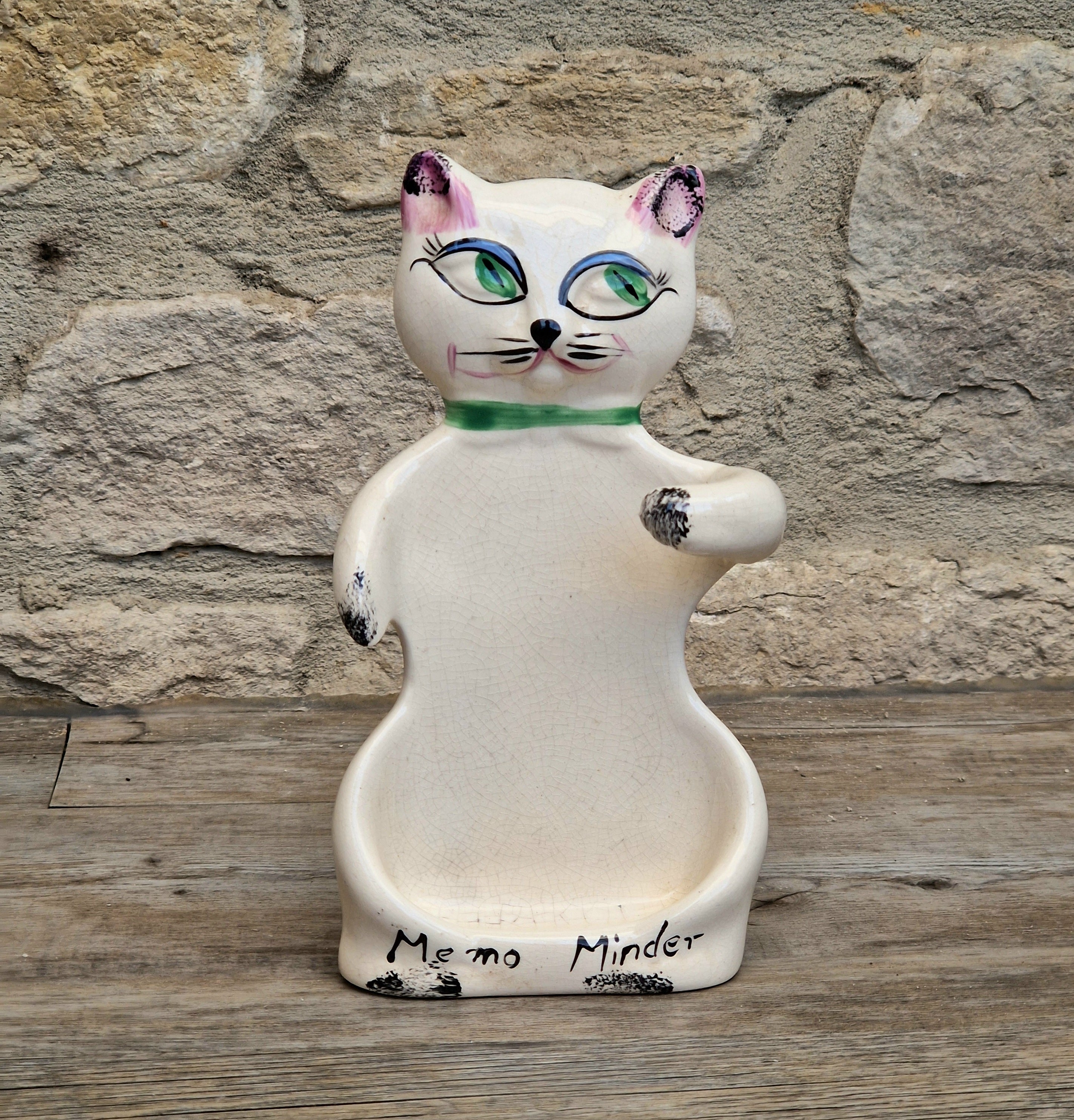 Cat Memo Minder Notepad Holder Midcentury Ceramic Stylised Cat Howard Holt Style