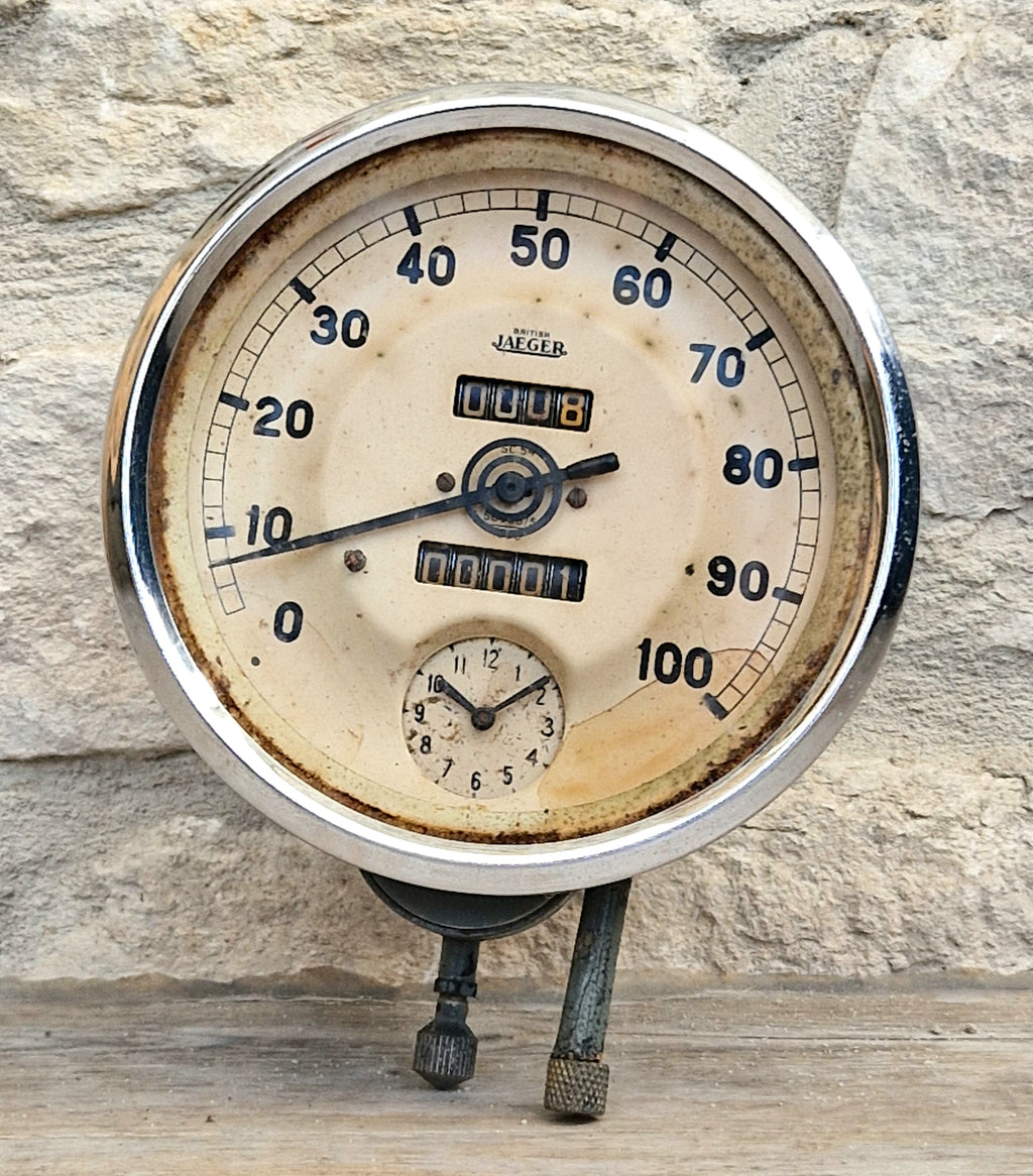 British Jaeger SC54 Sports Model Car Speedometer Clock Dashmount Vintage Pre-war Speedometer
