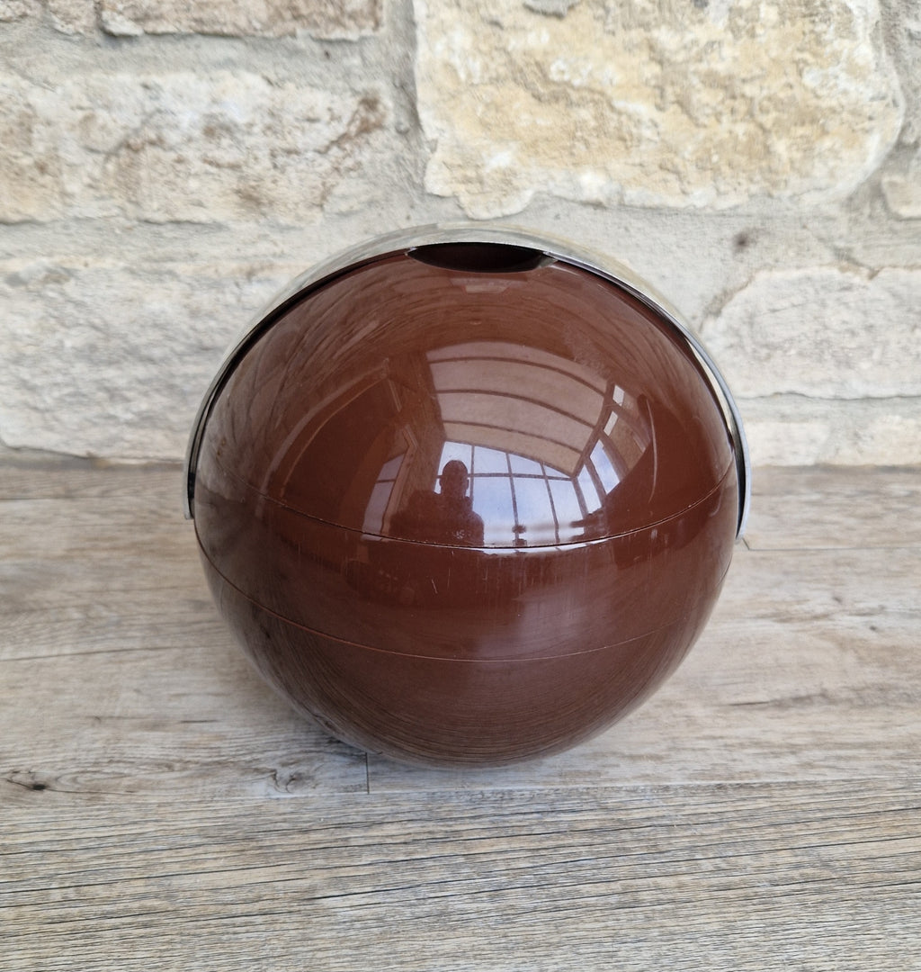 Vintage Guzzini Deep Brown Stella Ice Bucket Designed by Paolo Tilche 1970s
