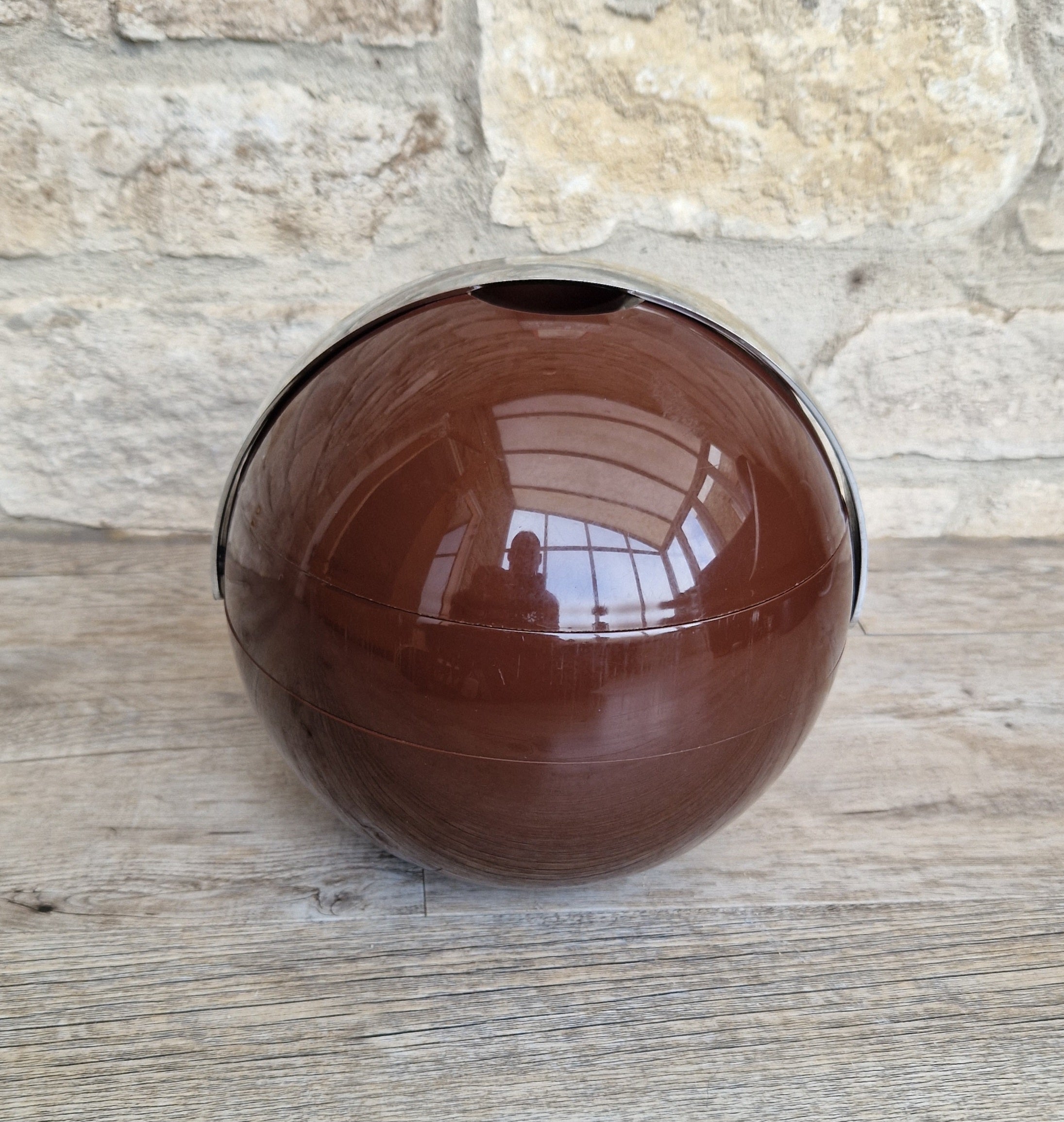 Vintage Guzzini Deep Brown Stella Ice Bucket Designed by Paolo Tilche 1970s