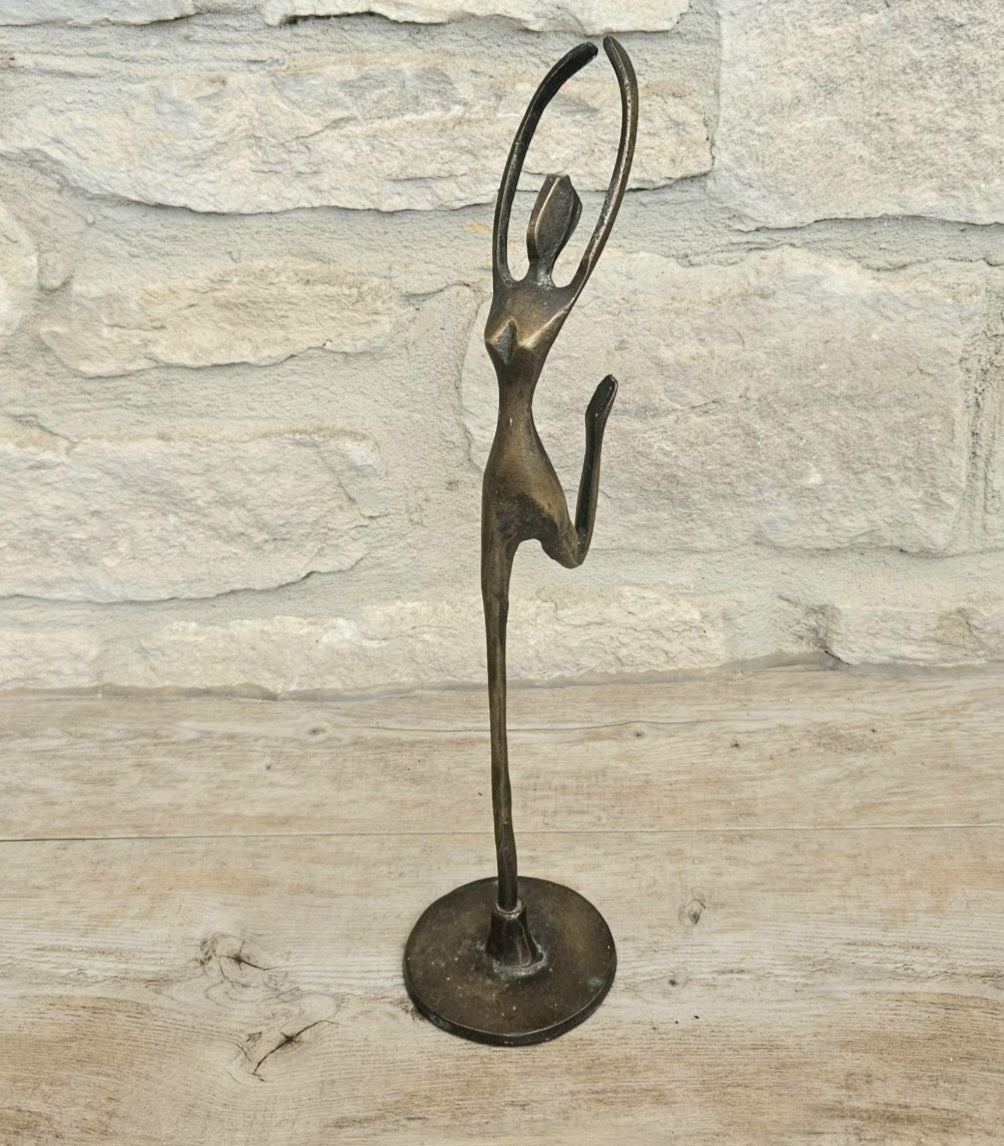 Vintage Metal Modernist Dancer Ballerina Woman Statue Figurine Sculpture Art 30cm Tall