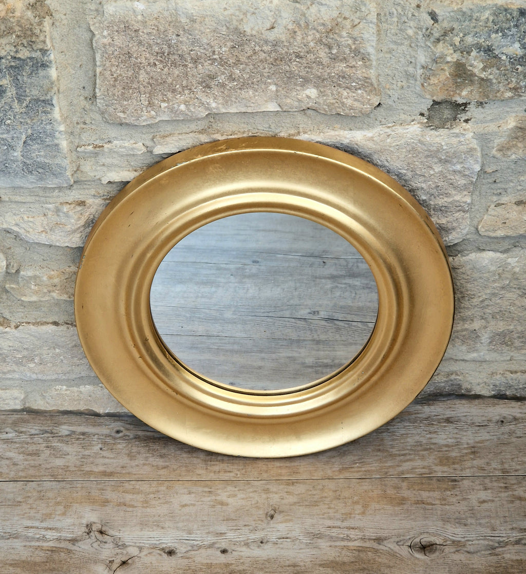 Vintage Gold Gilt Frame Round Wall Mirror Resin 33cm Diameter Hollywood Regency