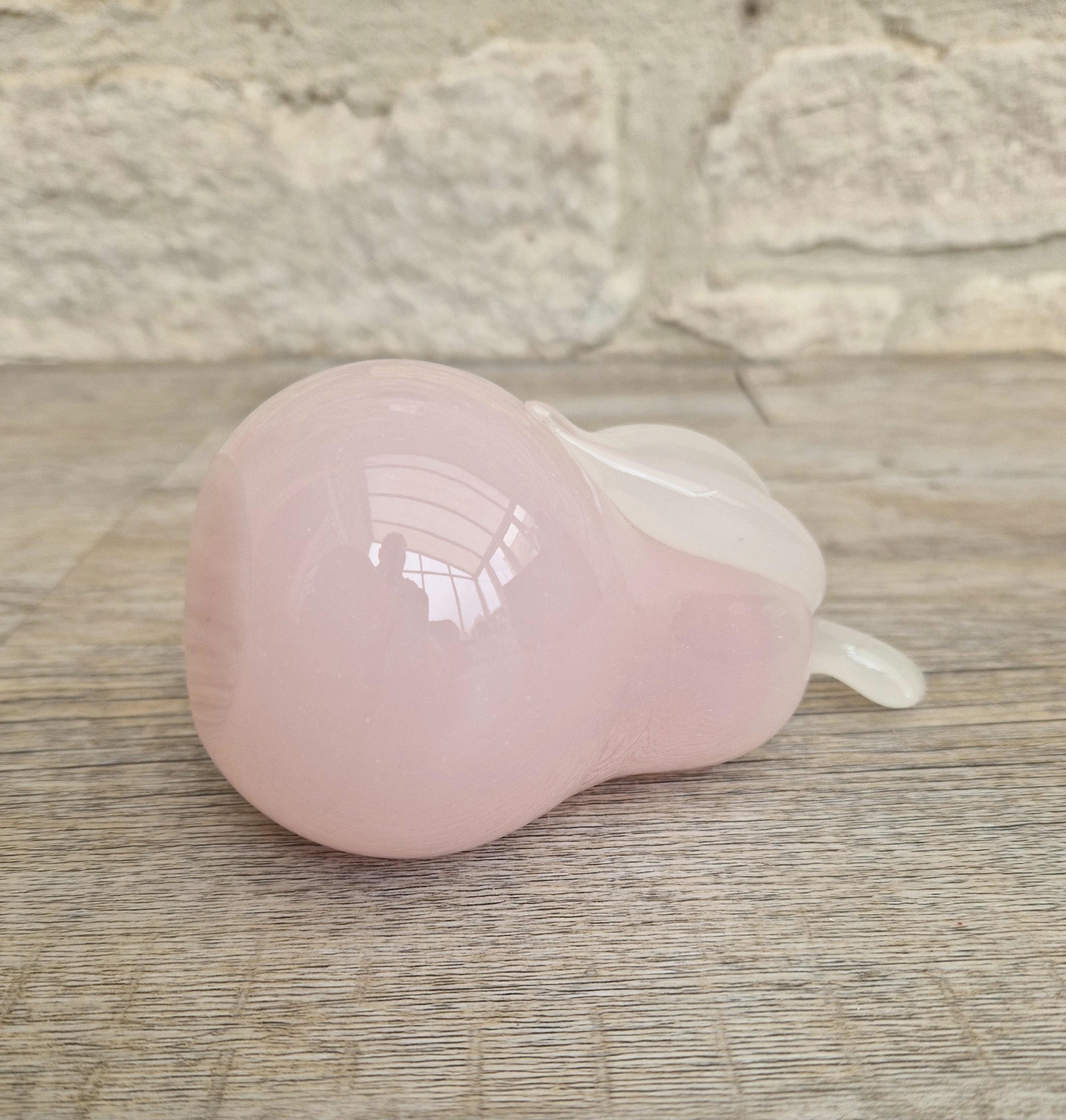 Pink Murano Glass Pear Ornament Archimede Seguso Alabastro Opaline 1950's Vintage Rare