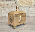 Colbrookdale Style Brass Relief Decoration Pyramid Lid Caddy Box