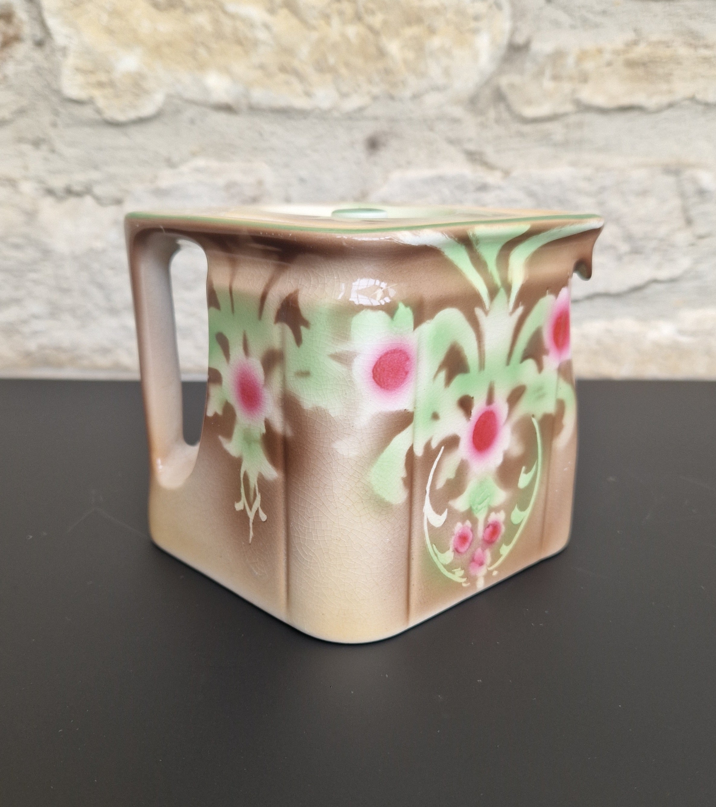 Vintage Art Nouveau Cube Teapot Gibson & Sons Ltd Burslem