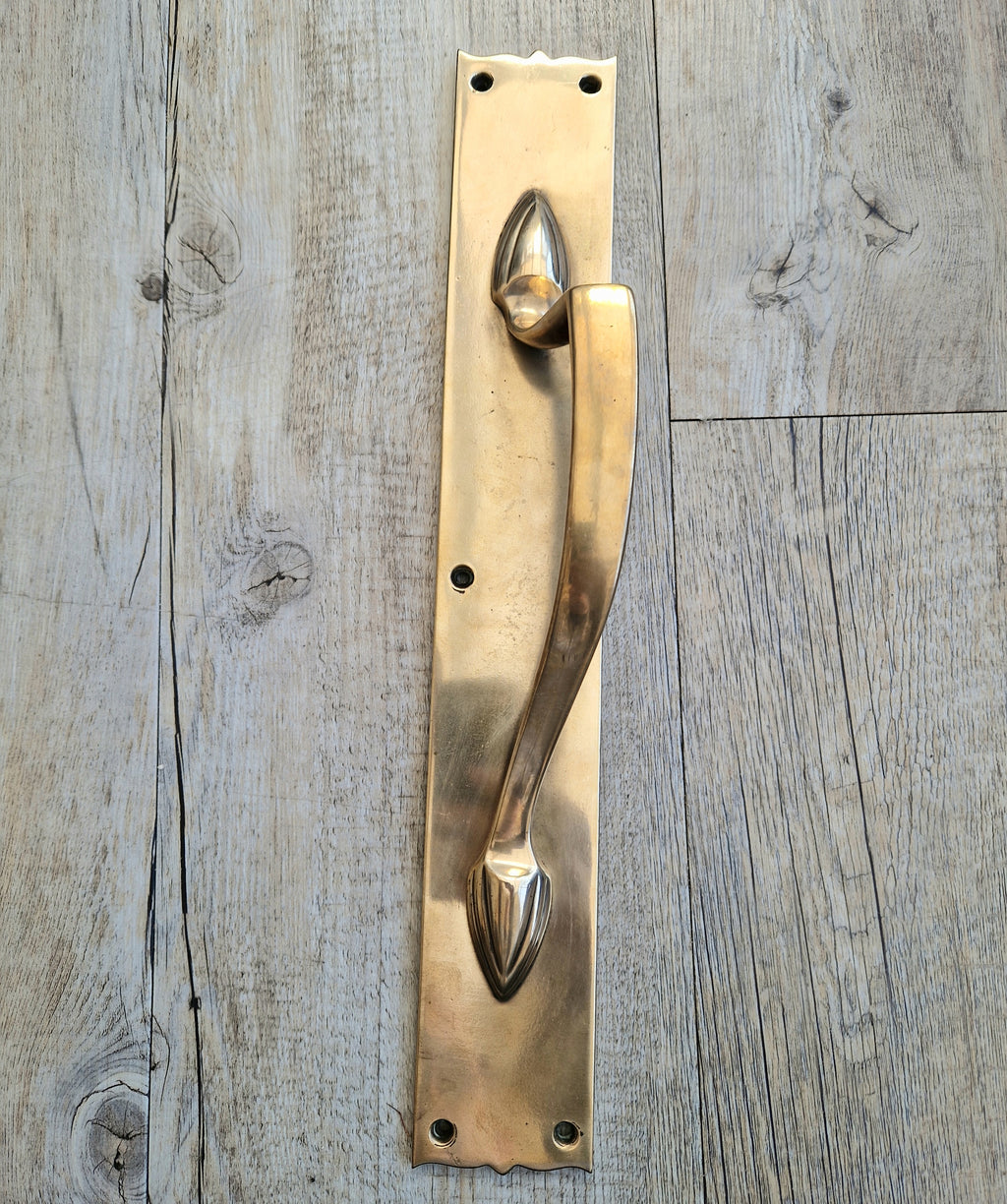 Art Nouveau Solid Brass Door Pull Hande & Back Plate Antique 15" (38cm)